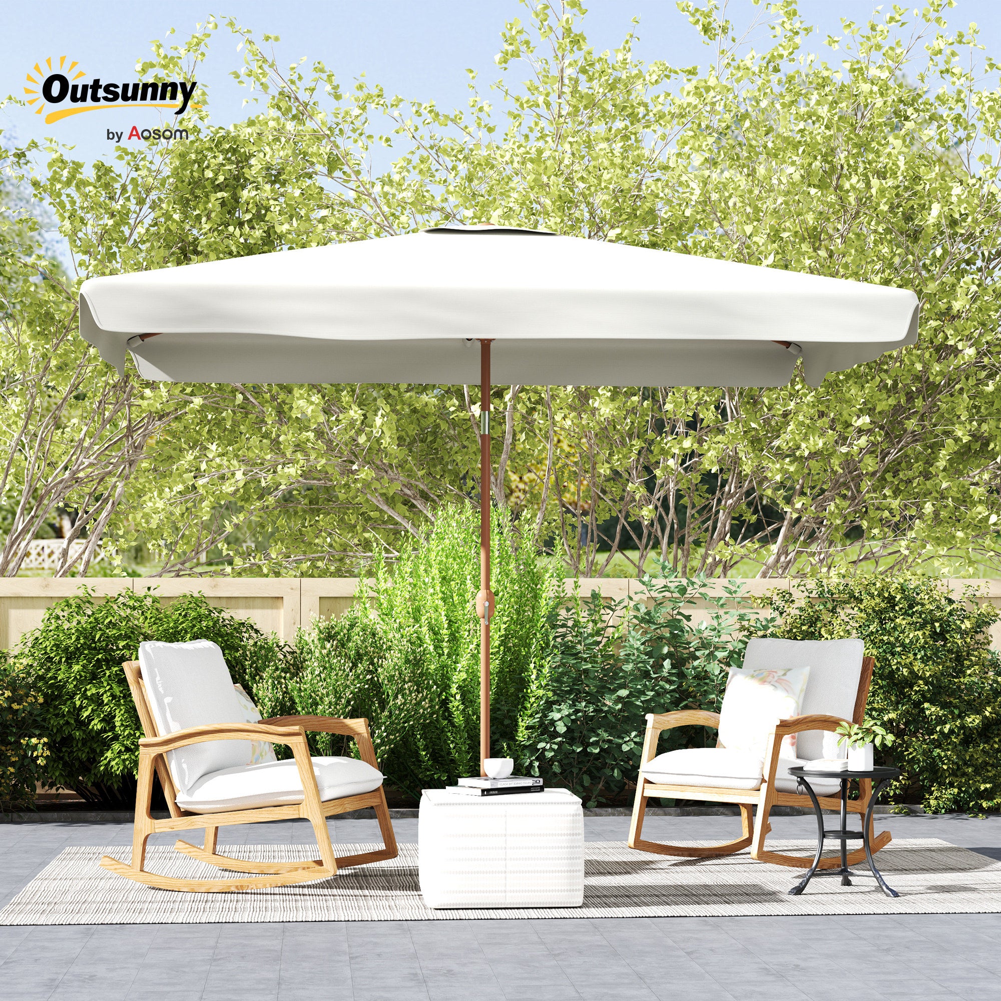 Patio Umbrella 118.1" x 78.7" Outdoor Parasol UV50+ Protection in White