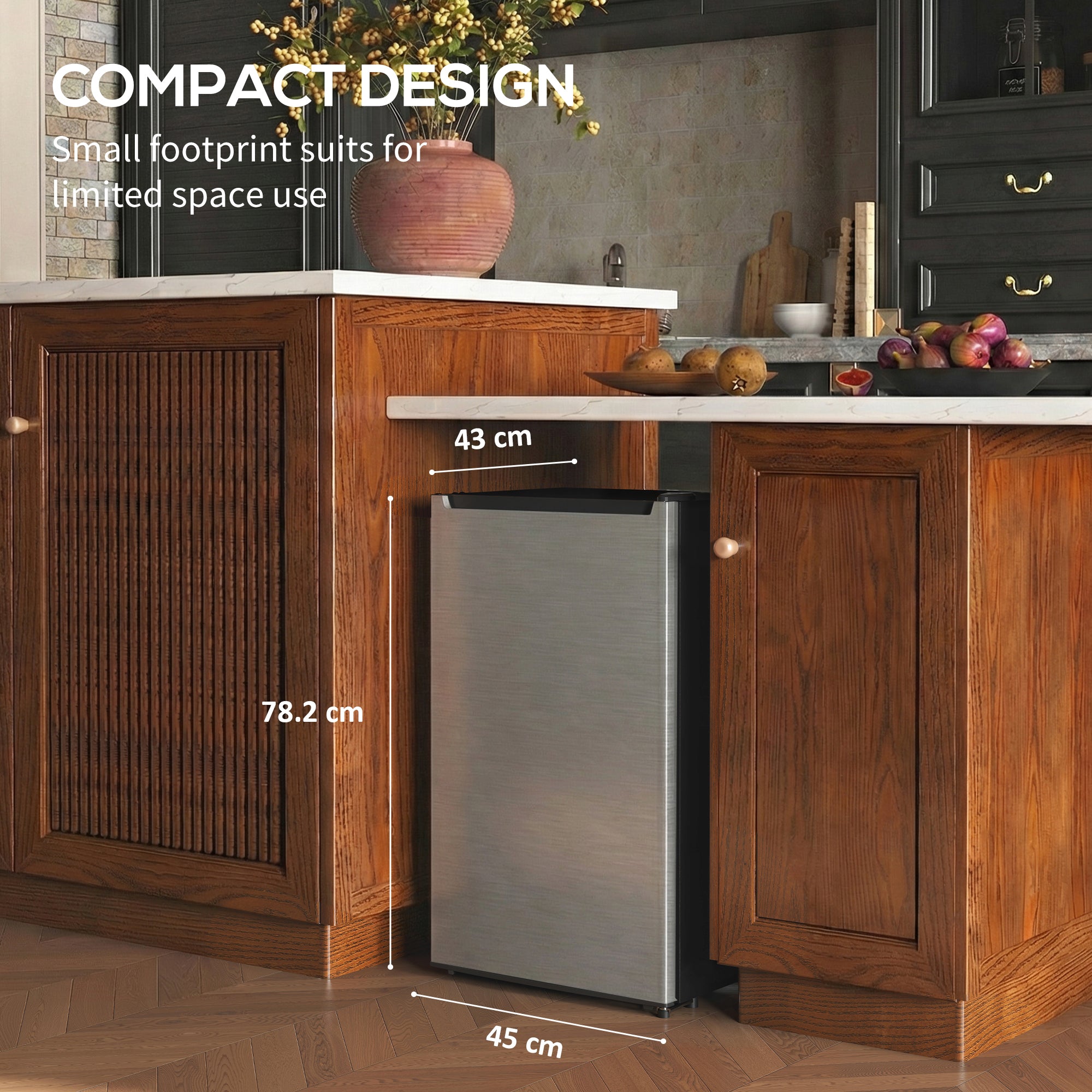 2.1 Cu. Ft. Mini Freezer, Compact Upright Freezer with Reversible Door, Removable Shelf, Adjustable Temperature, Silver