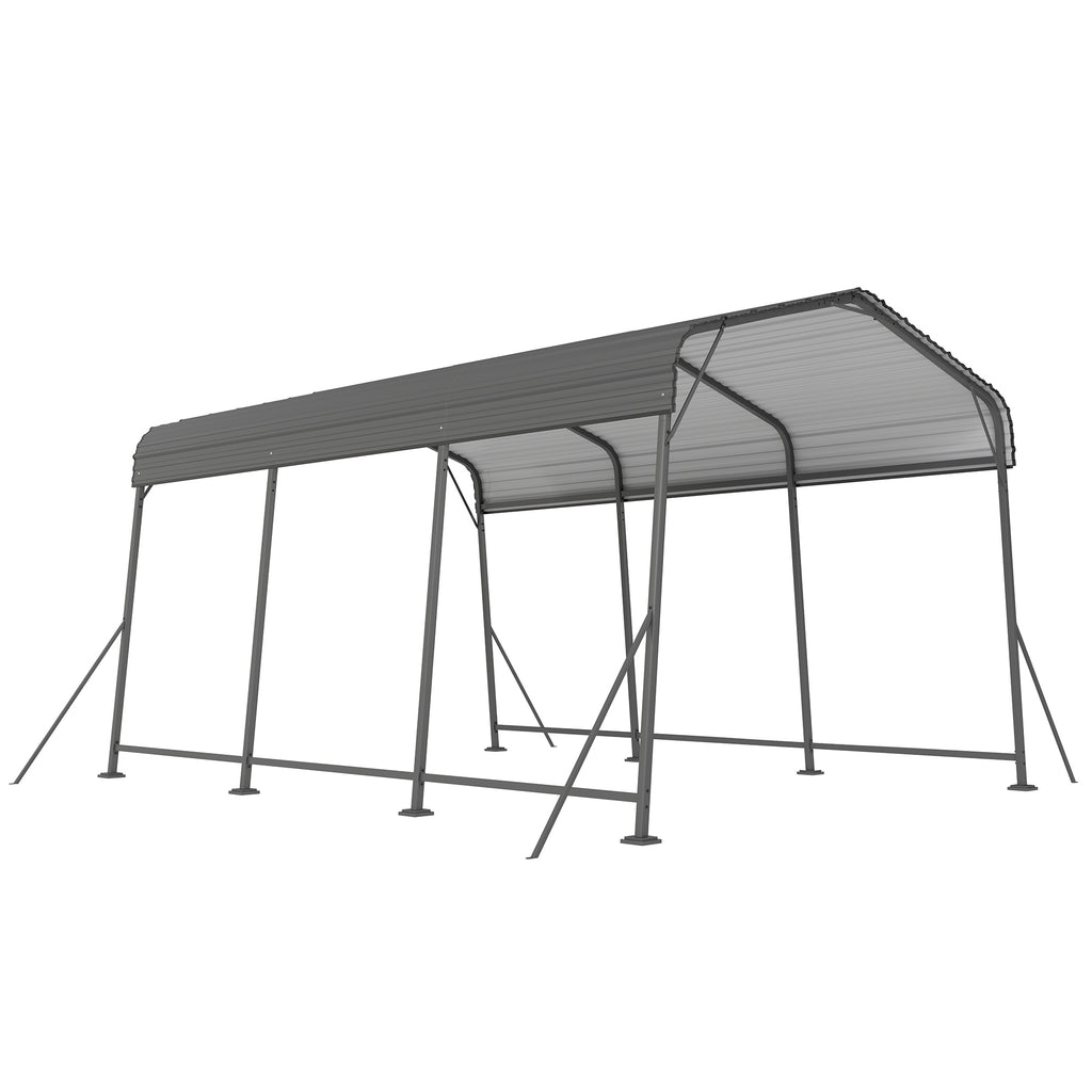 11 x 15FT Metal Carport, Heavy-Duty Carport Canopy with Reinforced Frame & Galvanized Steel Roof, Dark Grey
