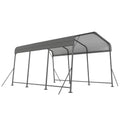 11 x 15FT Metal Carport, Heavy-Duty Carport Canopy with Reinforced Frame & Galvanized Steel Roof, Dark Grey