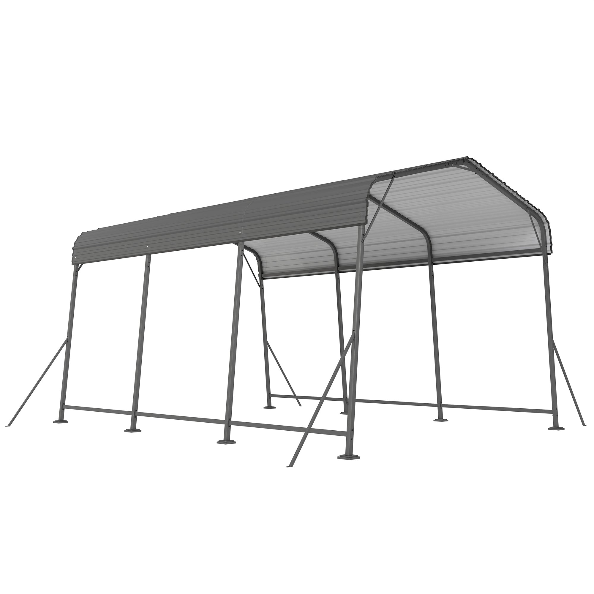11 x 15FT Metal Carport, Heavy-Duty Carport Canopy with Reinforced Frame & Galvanized Steel Roof, Dark Grey