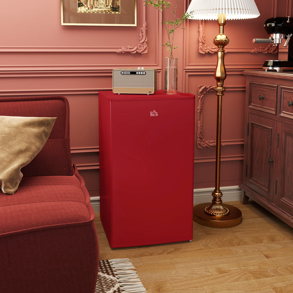 Compact Refrigerator, Mini Fridge with Freezer, Adjustable Shelf, Mechanical Thermostat and Reversible Door, Red