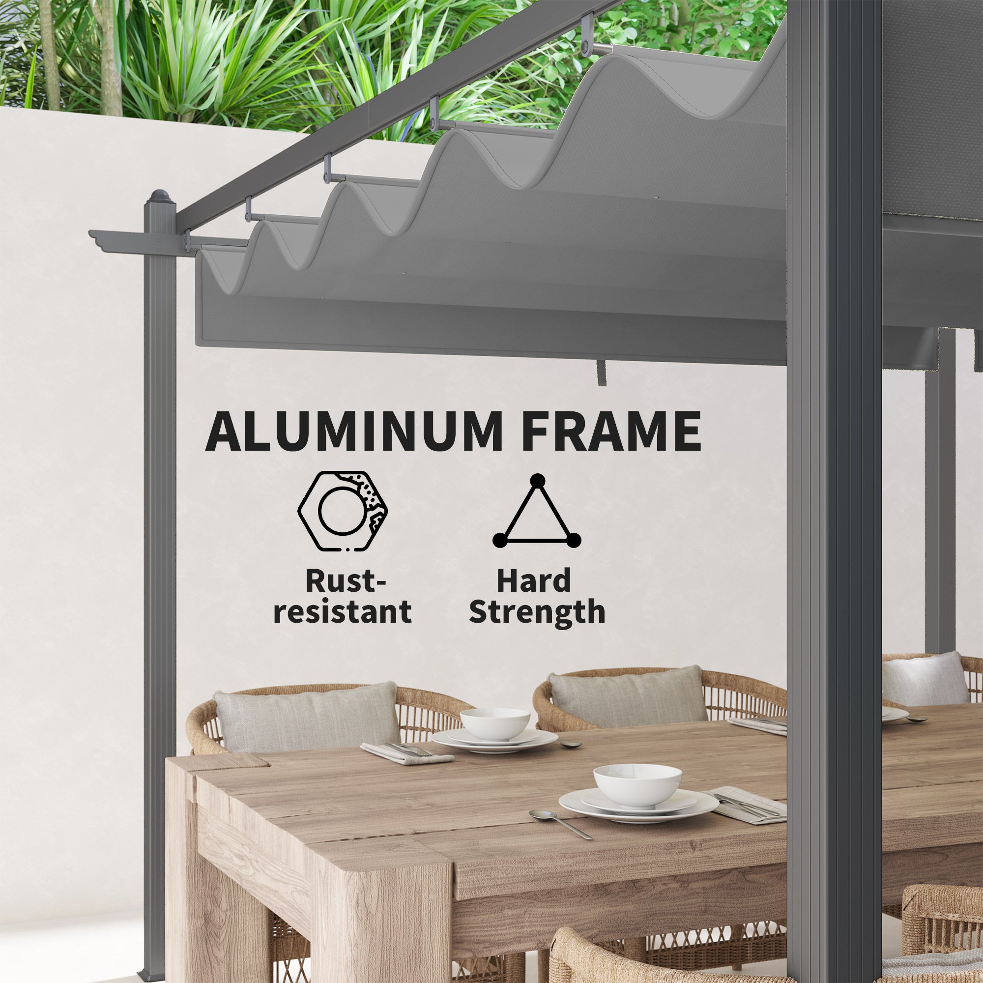 11.7' x 19.6' Retractable Pergola Canopy, Aluminum Pergola for Grill, Patio, Garden, Deck