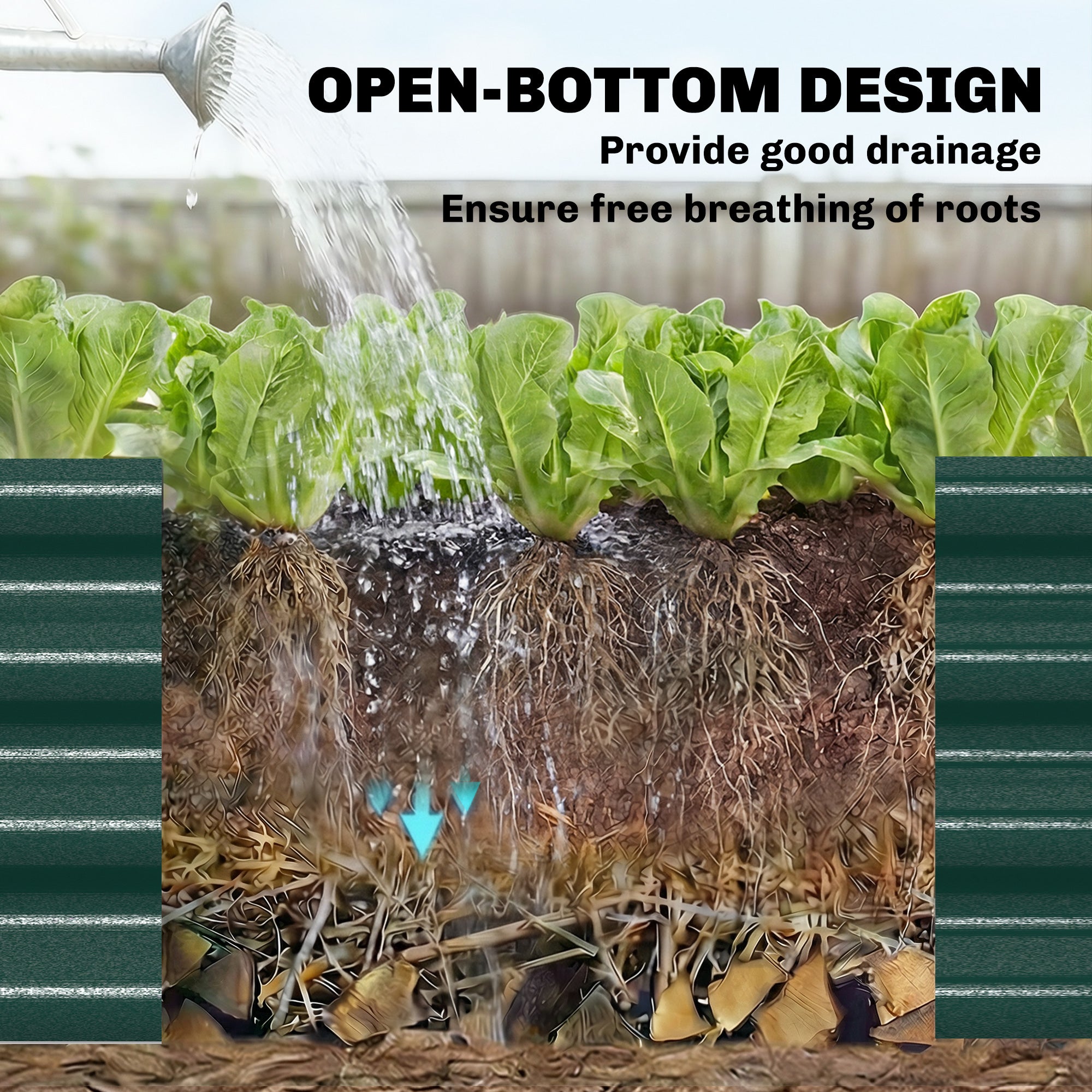12 x 4 x 1ft Galvanized Raised Garden Bed, Reinforced Outdoor Planter Box with Open Bottom, Green