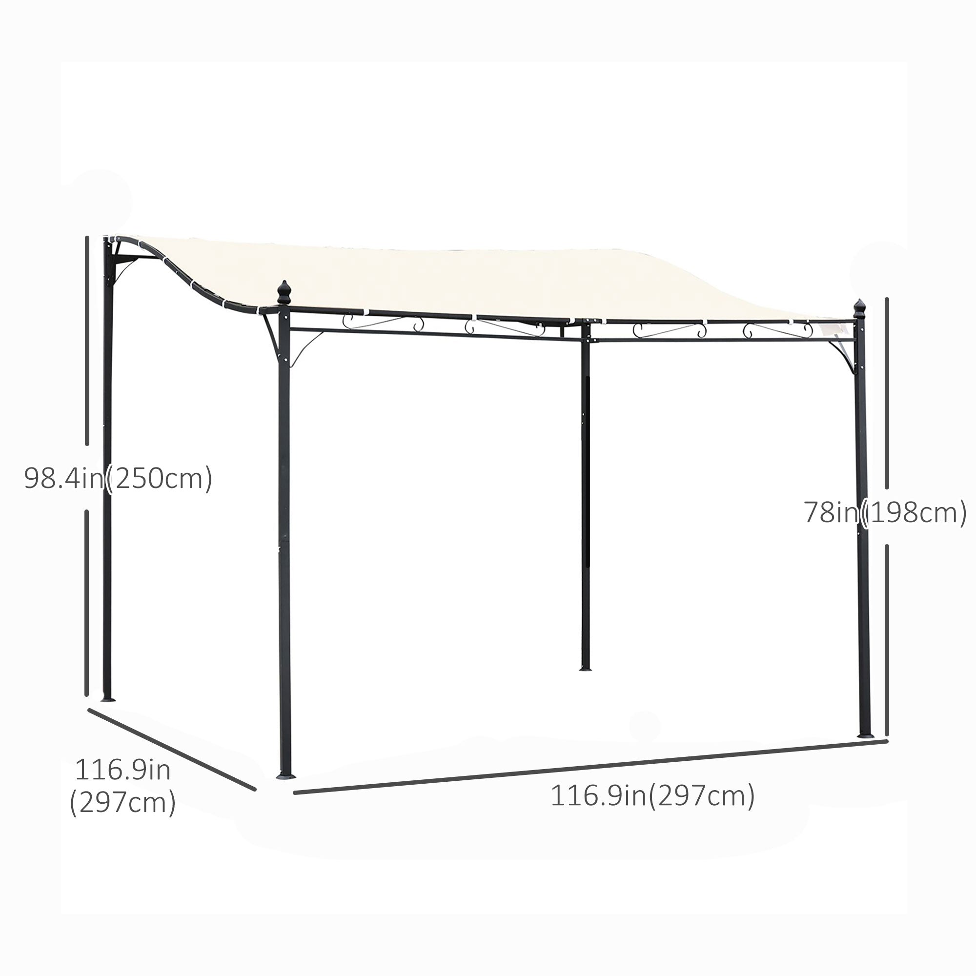 Portable Gazebo 10x10 Steel Patio Outdoor Sun Shelter for Porch, Patio & Yard, Weather-resistan, Cream White