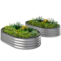 2Pcs Galvanized Raised Garden Bed, 5 x 3 x 1 ft Modular Metal Garden Beds with Rubber Strip Edging, Silver