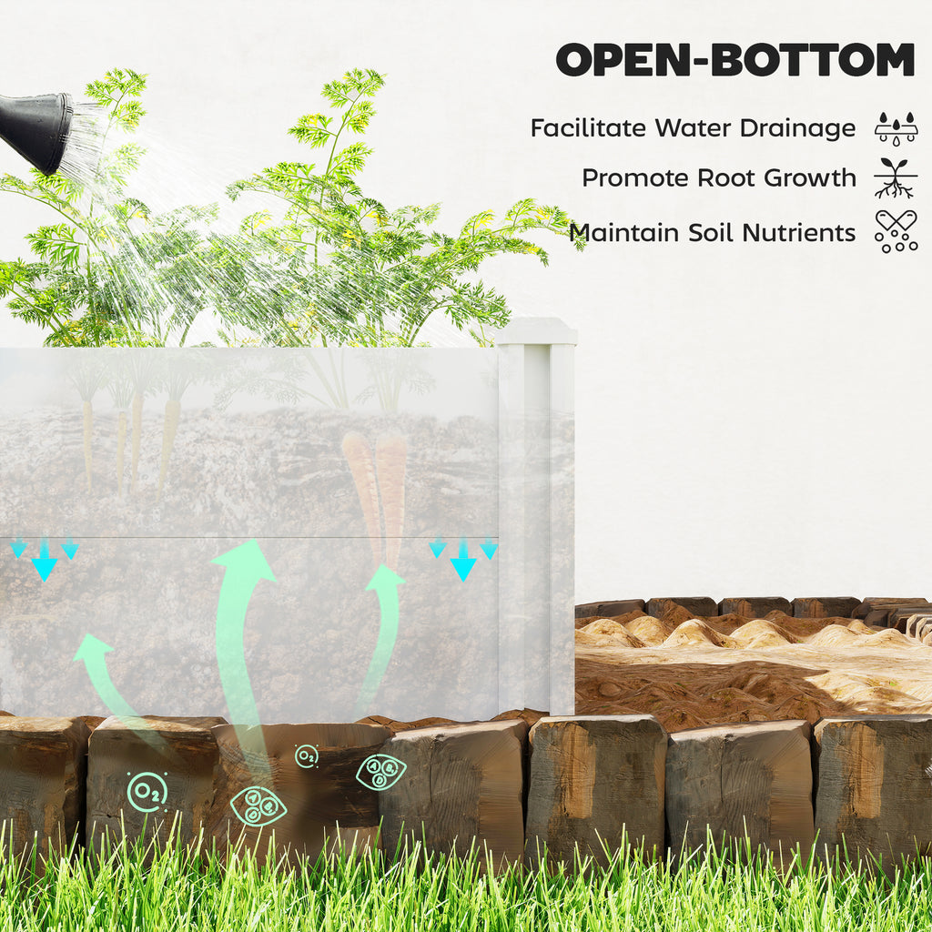 Vinyl Raised Garden Bed Kit, 2 x 2 x 1ft Modular Elevated Garden Box with Slotting Legs and Open Bottom, White