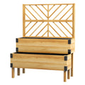 Raised Garden Bed with Trellis, 2 Tier Wooden Elevated Planter Box, for Vegetables, Flowers, Herbs, Natural