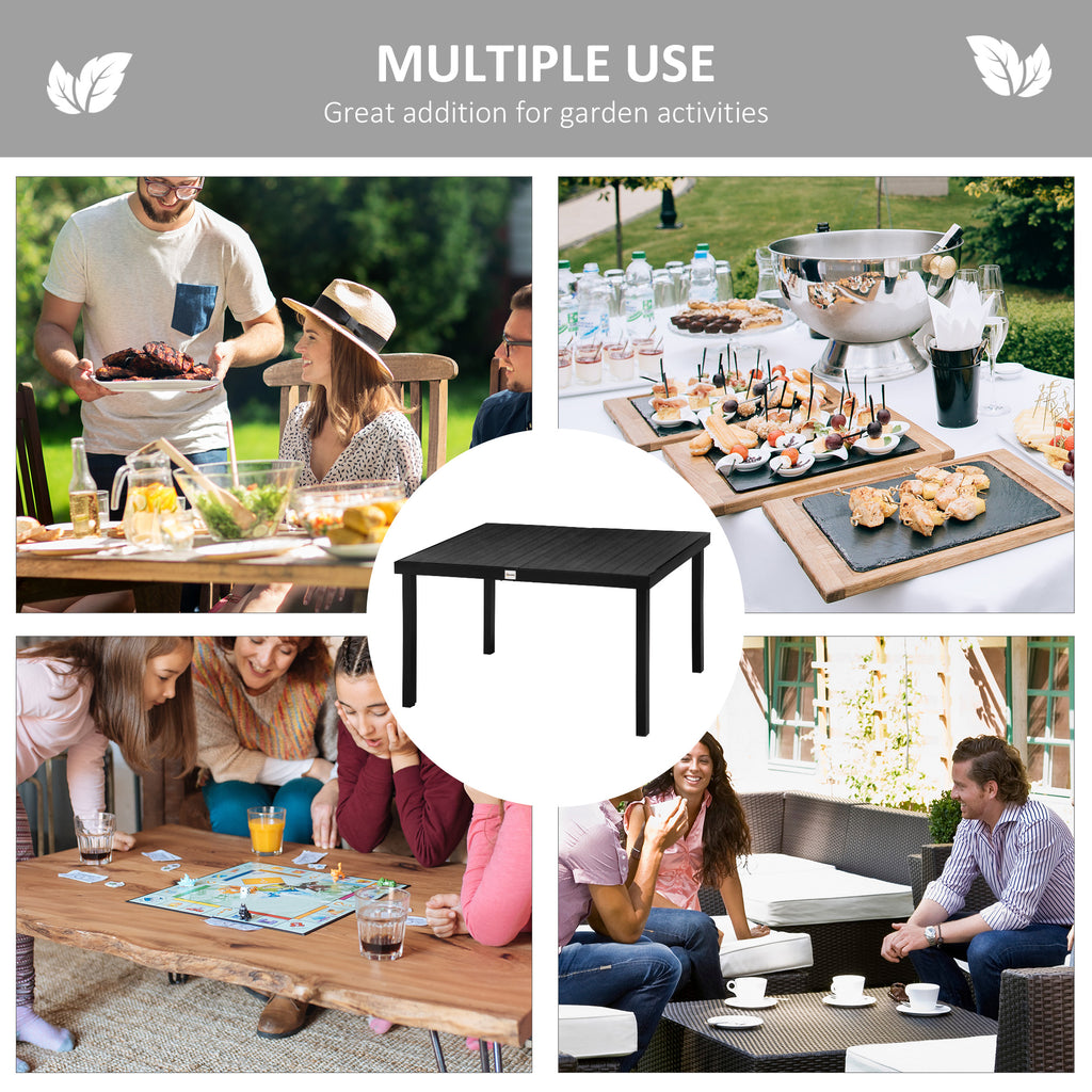 Aluminum Outdoor Dining Table for 6, Patio Rectangular Table, 55" W x 35.5" D x 29.25" H, Black
