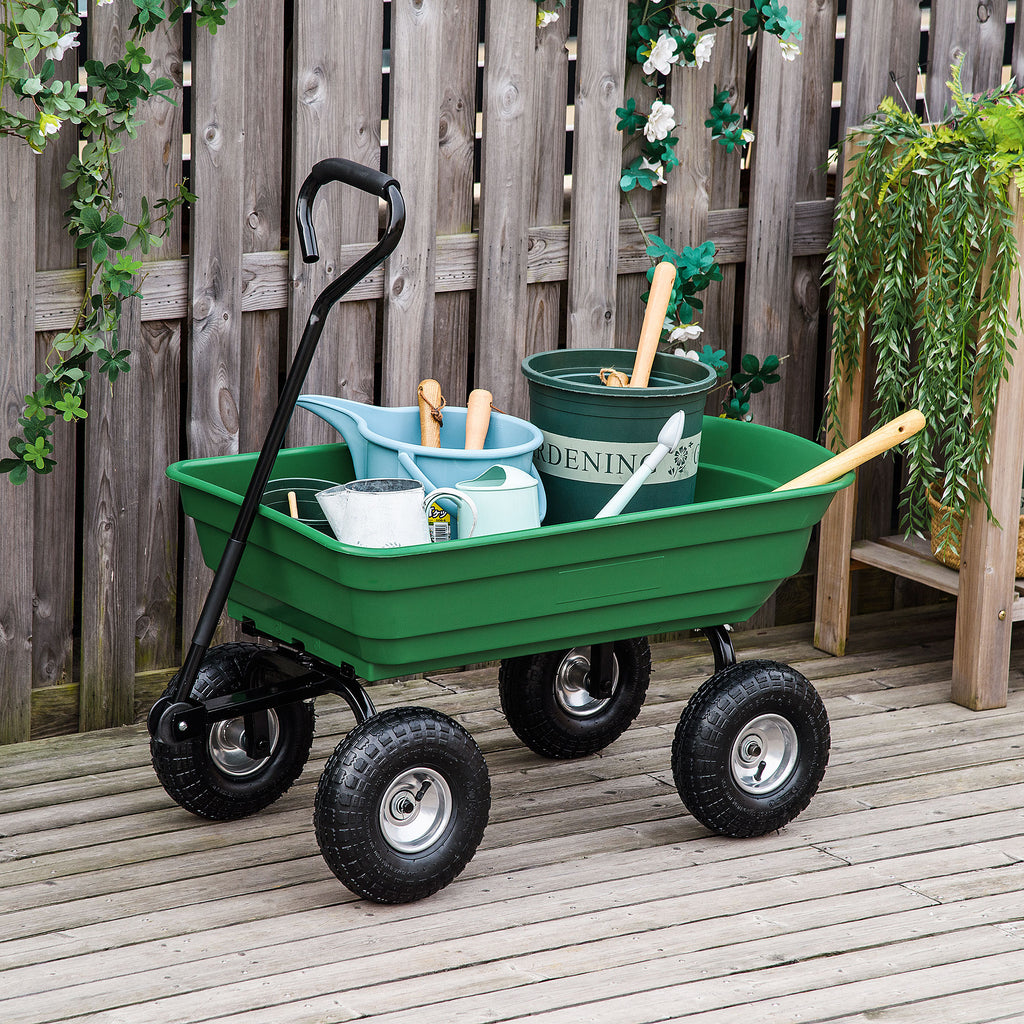 Steel Garden Cart with Handle and 10" Pneumatic Tires, Utility Wagon Cart for Garden, Patio, Lawn, 551 lbs Capacity