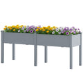 Wooden Raised Garden Bed with Legs, 72" x 23" x 30" Elevated Outdoor Planter Box with 6 Drainage Holes