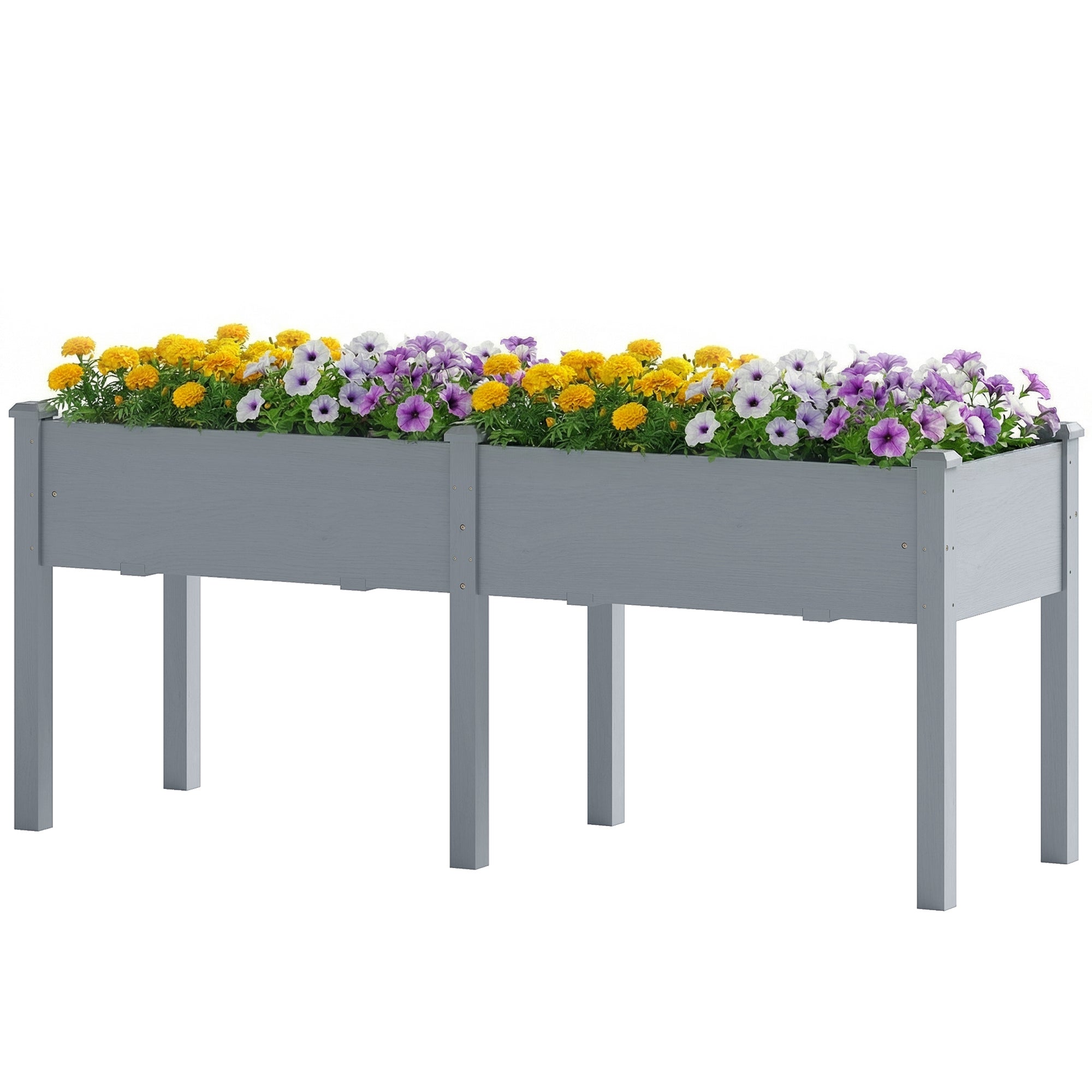 Wooden Raised Garden Bed with Legs, 72" x 23" x 30" Elevated Outdoor Planter Box with 6 Drainage Holes