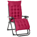 Reclining Zero Gravity Chair with Adjustable Backrest, Folding Garden Sun Lounger, Outdoor Recliner with Removable Cushion and Headrest, Wine Red