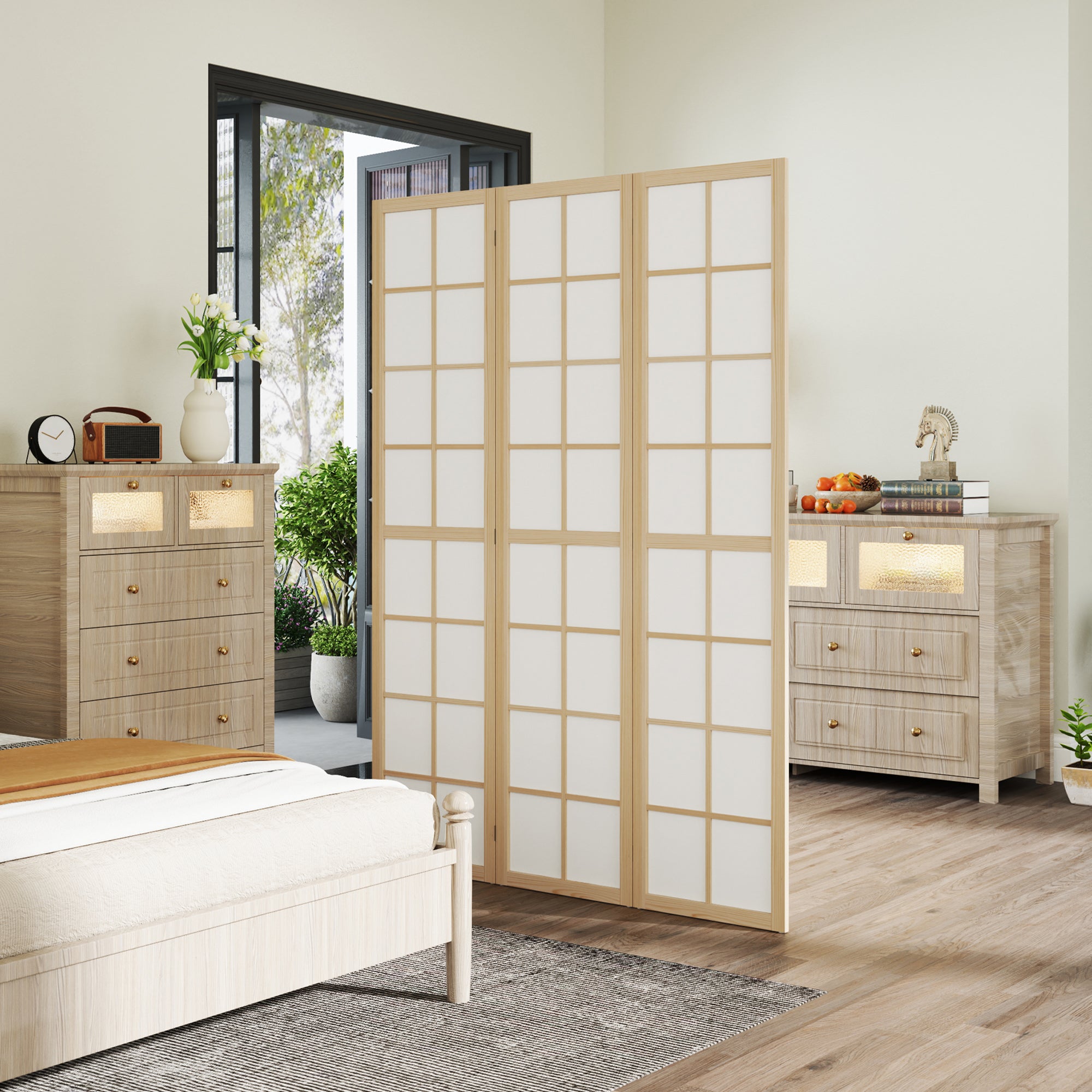 3 Panel Room Divider, 5.6 ft Folding Wall Divider Room Partition for Home Office, Bedroom