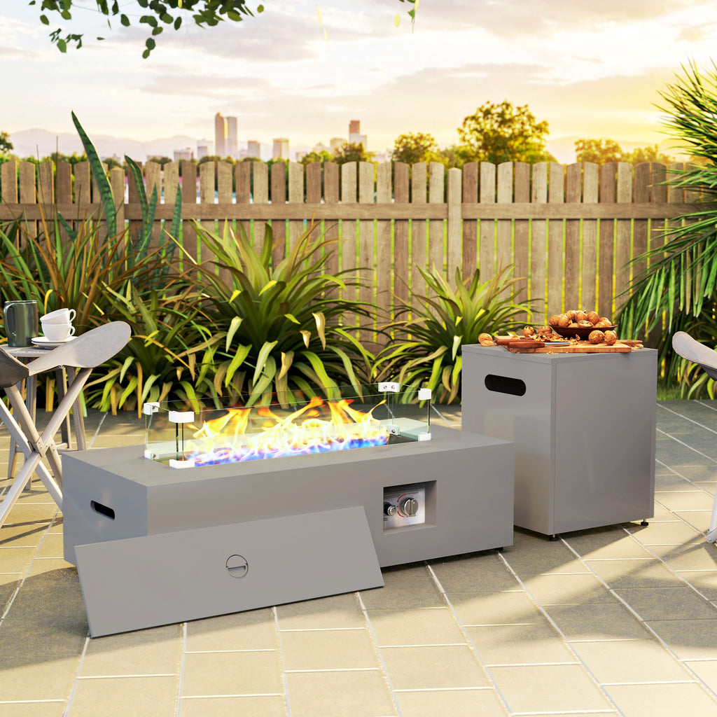 42" Propane Fire Pit Table 50,000 BTU Outdoor Gas Fire Table with Hideaway Propane Tank Holder, Waterproof Cover