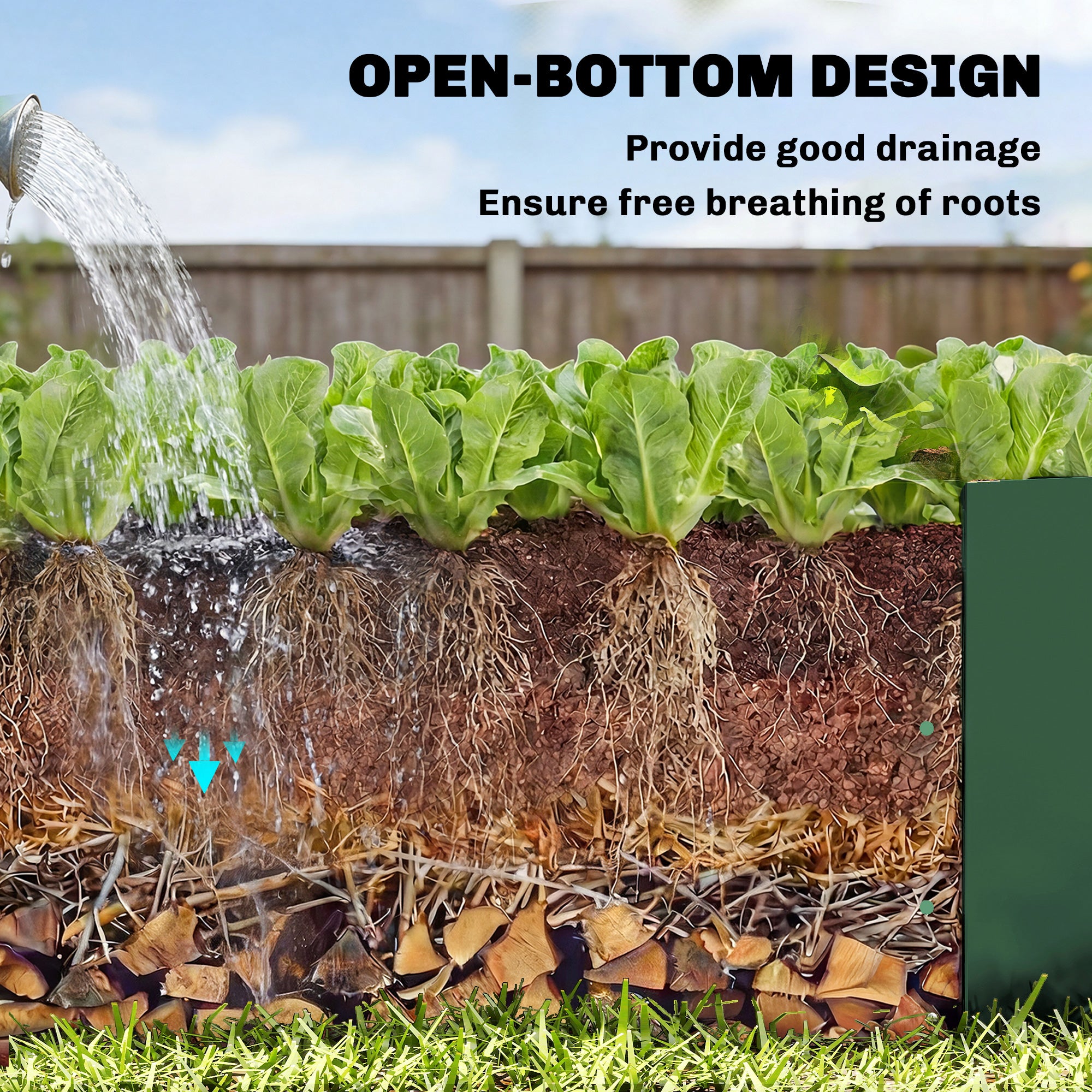 Galvanized Raised Garden Bed with Trellis for Climbing Plants, Outdoor Planter Box with Open Bottom, Green