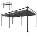 19' x 10' Pergola with Retractable Canopy, Patio Pergola with Sun Shade Shelter, UV50+, for Patio, Garden, Dark Grey
