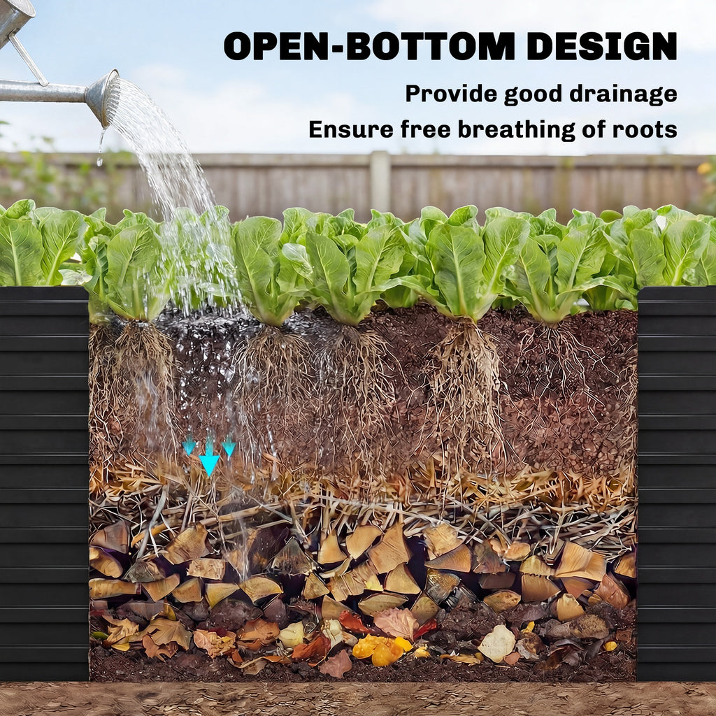 5' x 3' x 2' Raised Garden Bed, Galvanized Planter Box for Growing Flowers, Herbs and Vegetables, Black