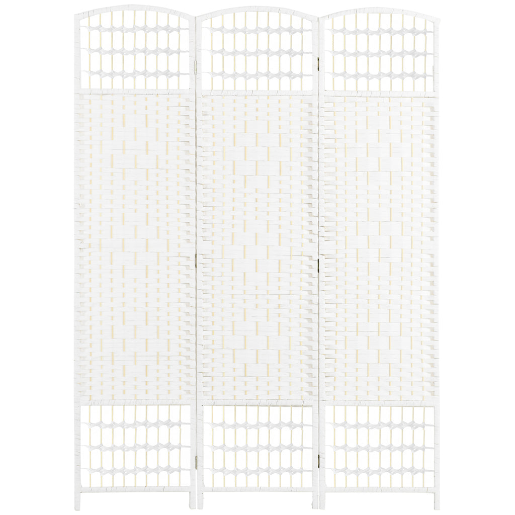 3 Panel Folding Room Divider, Portable Privacy Screen, Wave Fiber Room Partition for Home Office, White