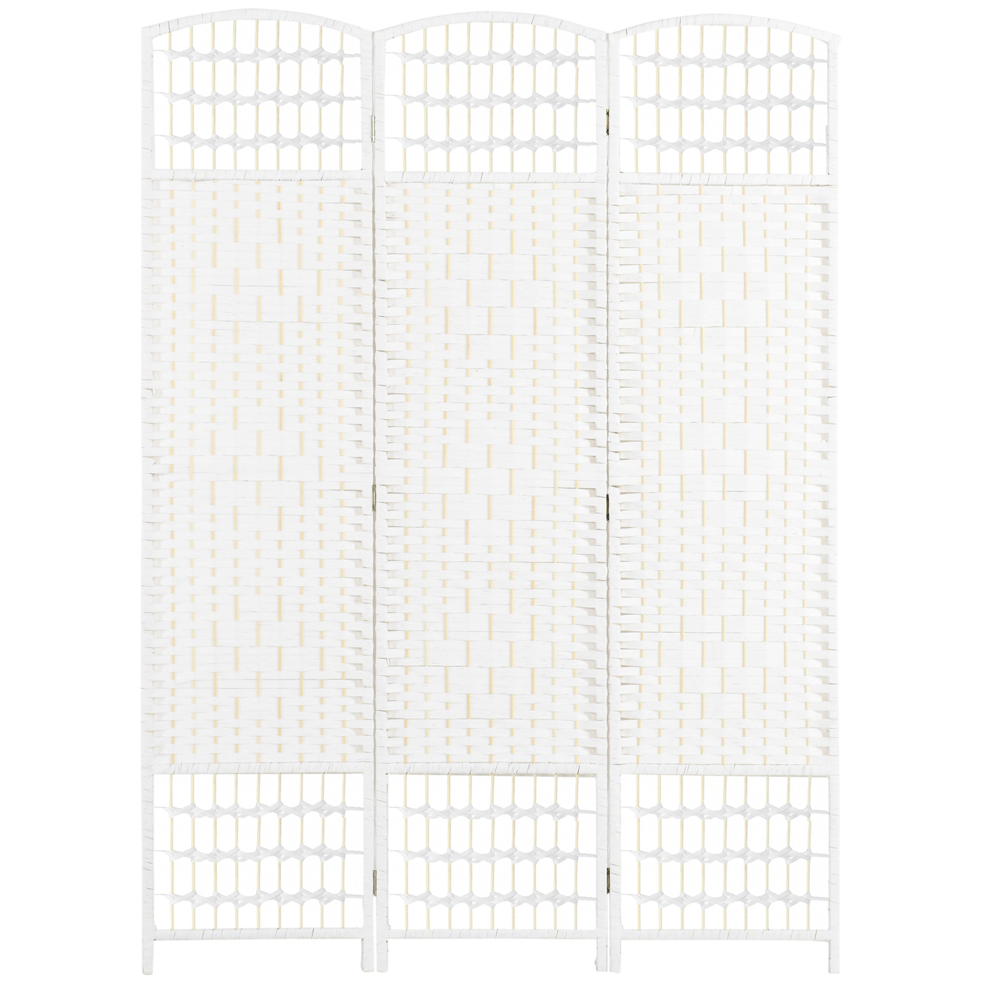 3 Panel Folding Room Divider, Portable Privacy Screen, Wave Fiber Room Partition for Home Office, White