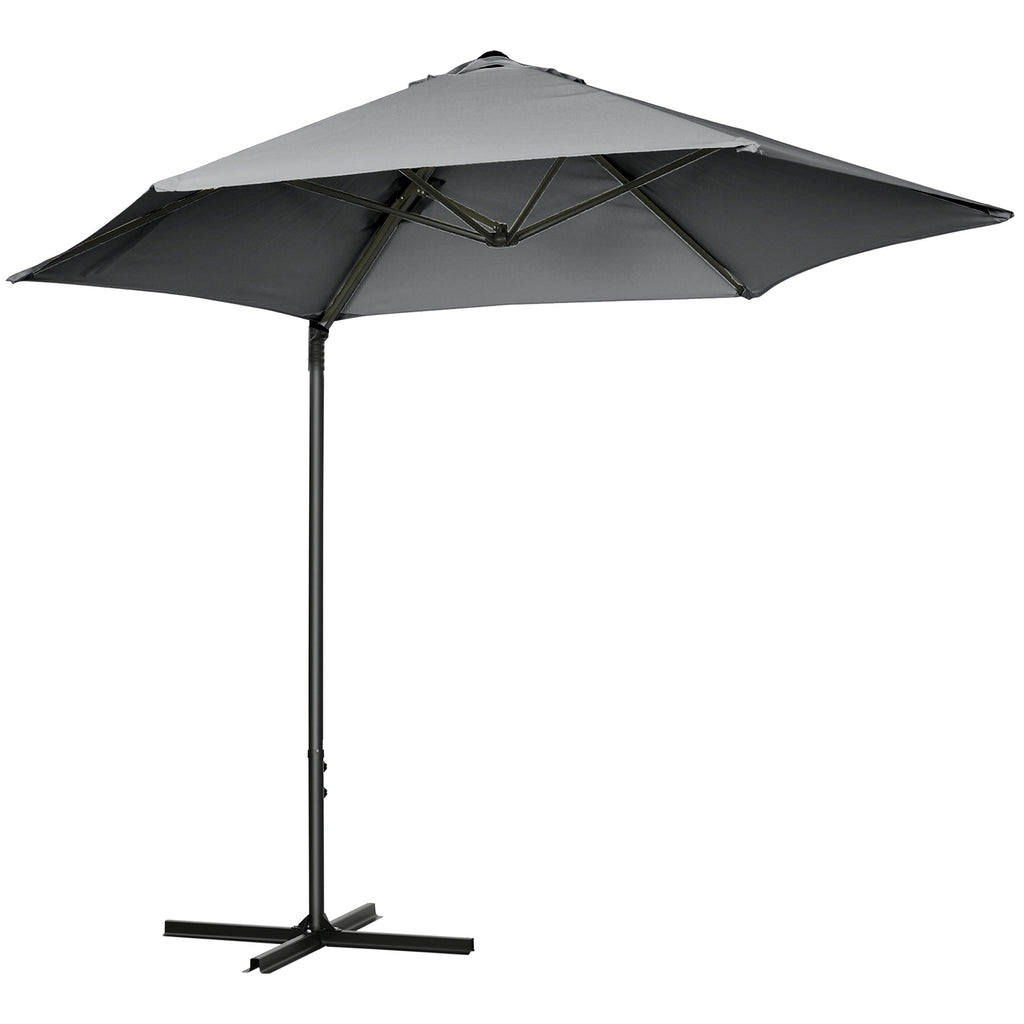 8.5FT Outdoor Cantilever Roma Parasol with 360Â° Rotation and Cross Base, Offset Patio Umbrella for Garden, Dark Grey