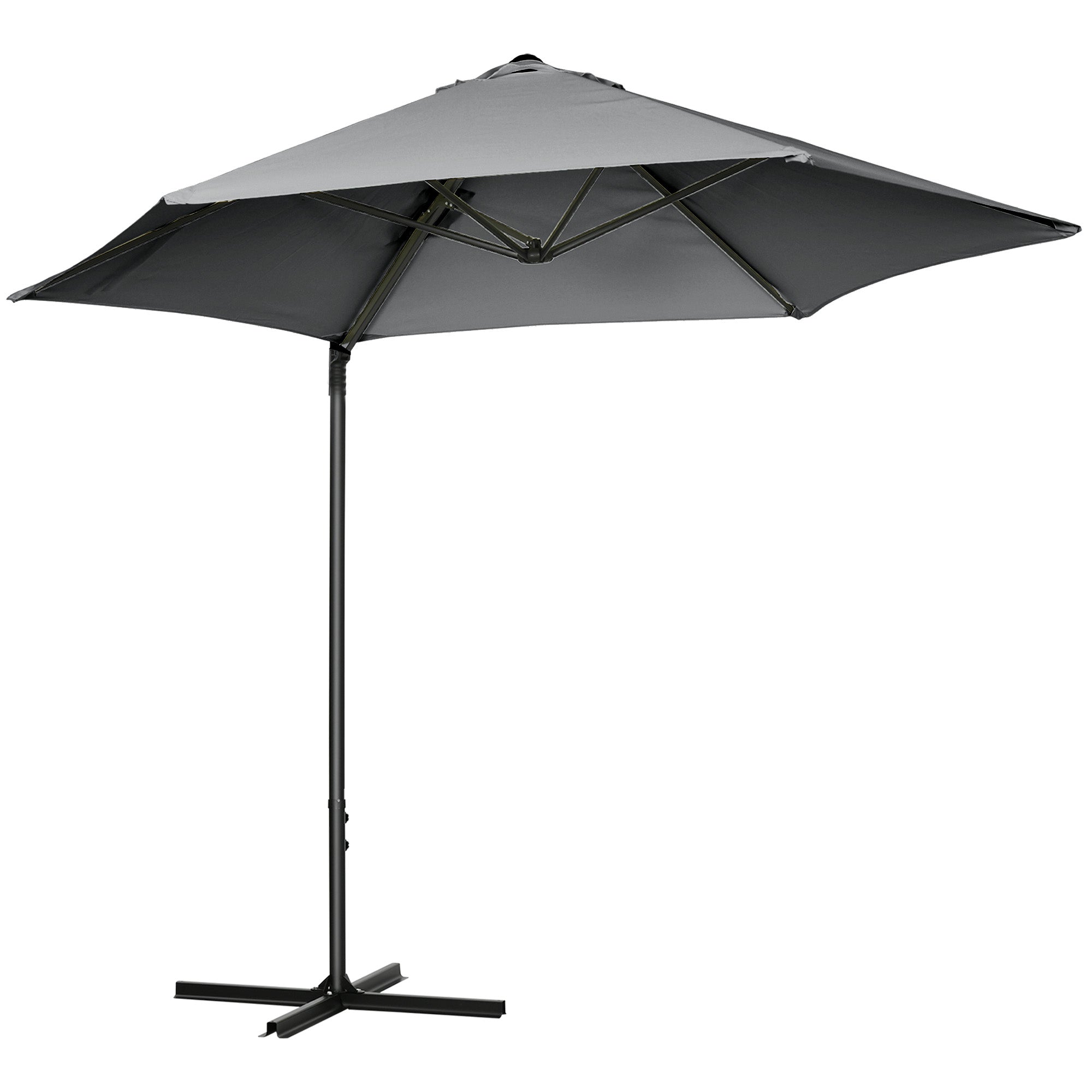 8.5FT Outdoor Cantilever Roma Parasol with 360Â° Rotation and Cross Base, Offset Patio Umbrella for Garden, Dark Grey