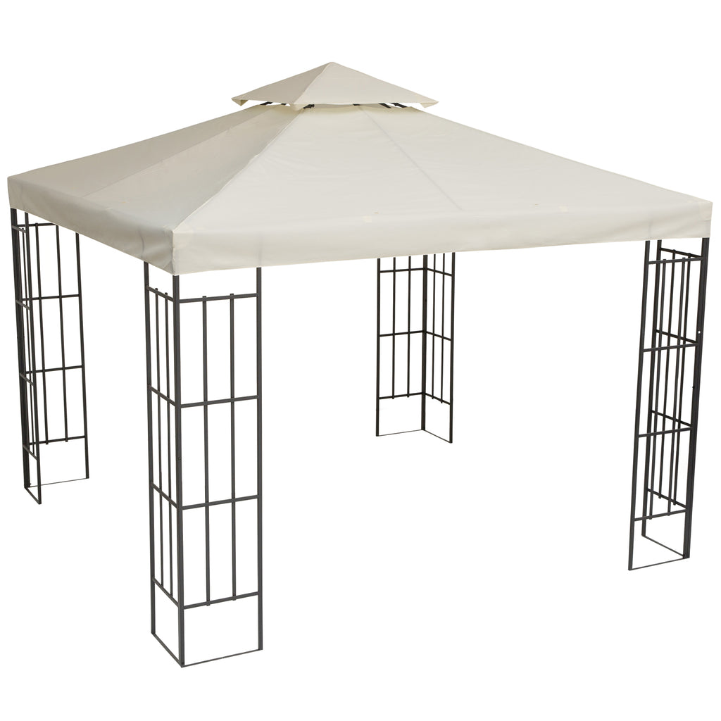 Square2-Tier Gazebo Canopy Replacement Top Cover Water-resistant UV Protected Shade Protection (Cream White)