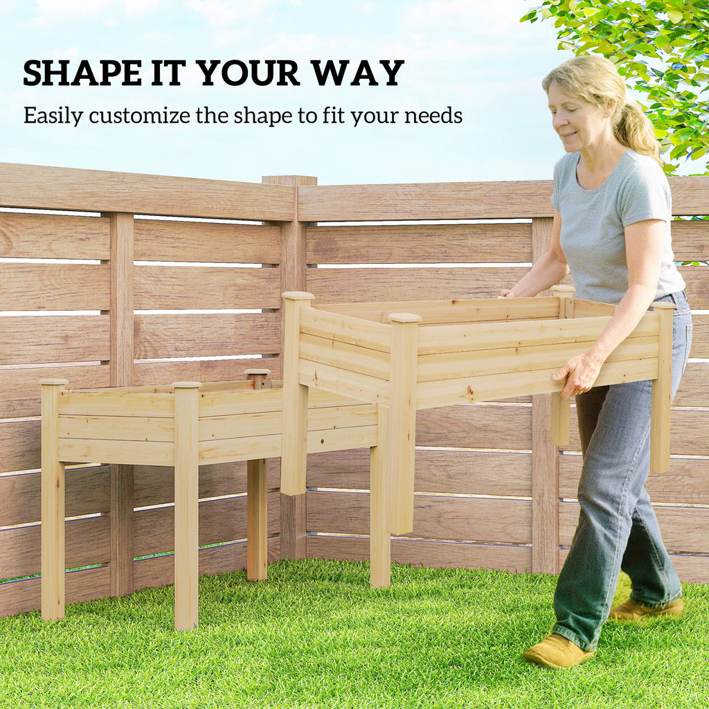 2 Tiers Wood Plant Raised Bed Flower Vegetable Herb Grow Box Stand Garden  Step Planter Stand Free Combination Natural