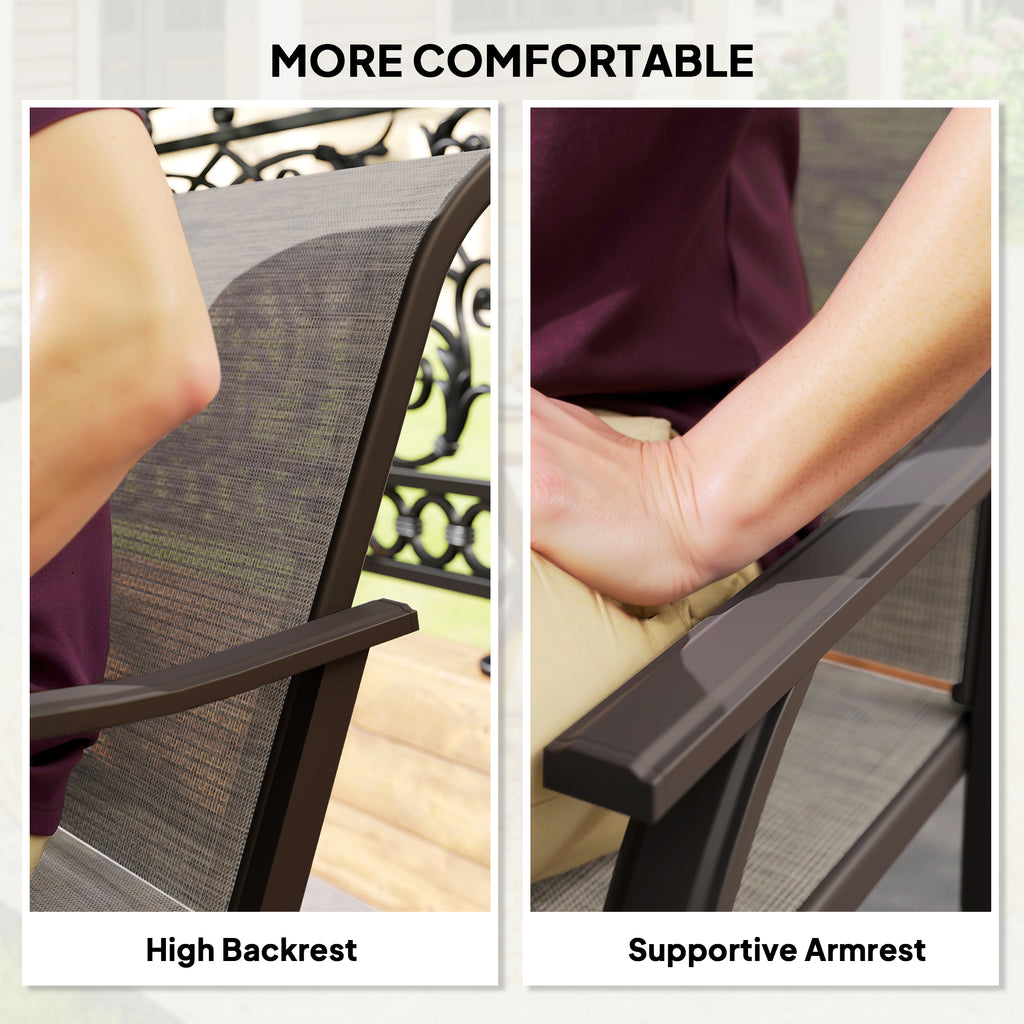 Patio Chairs Set of 4 with Armrest and High Backrest, for Backyard, Balcony, Porch, Poolside, Deck, Garden, Brown