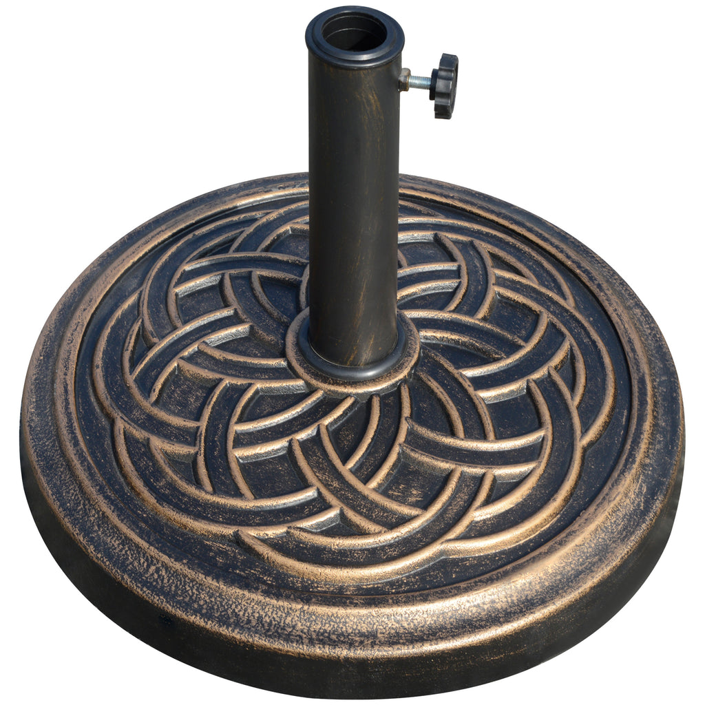 25 lb Heavy Duty Patio Umbrella Base, Round Market Umbrella Stand for Outdoor, Deck, Backyard, Garden, Bronze
