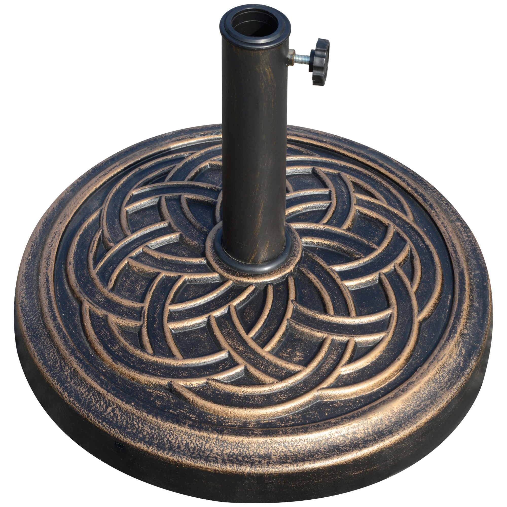 25 lb Heavy Duty Patio Umbrella Base, Round Market Umbrella Stand for Outdoor, Deck, Backyard, Garden, Bronze