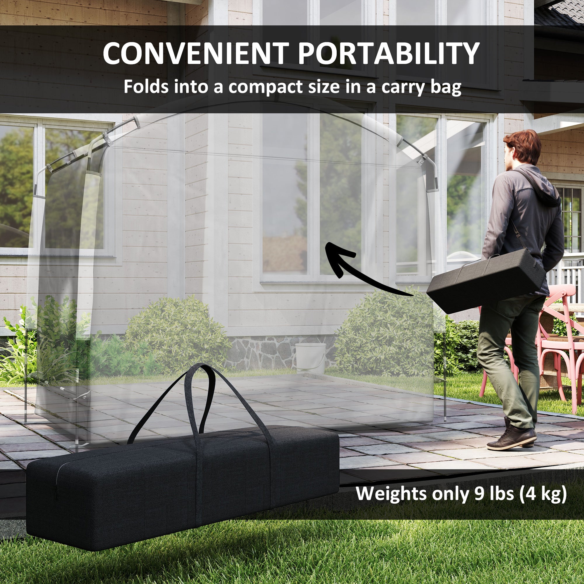 Bike Storage Shed Tent, Portable and Waterproof with 210D Oxford Fabric and Carry Bag for 3-4 Bicycles, Dark Grey