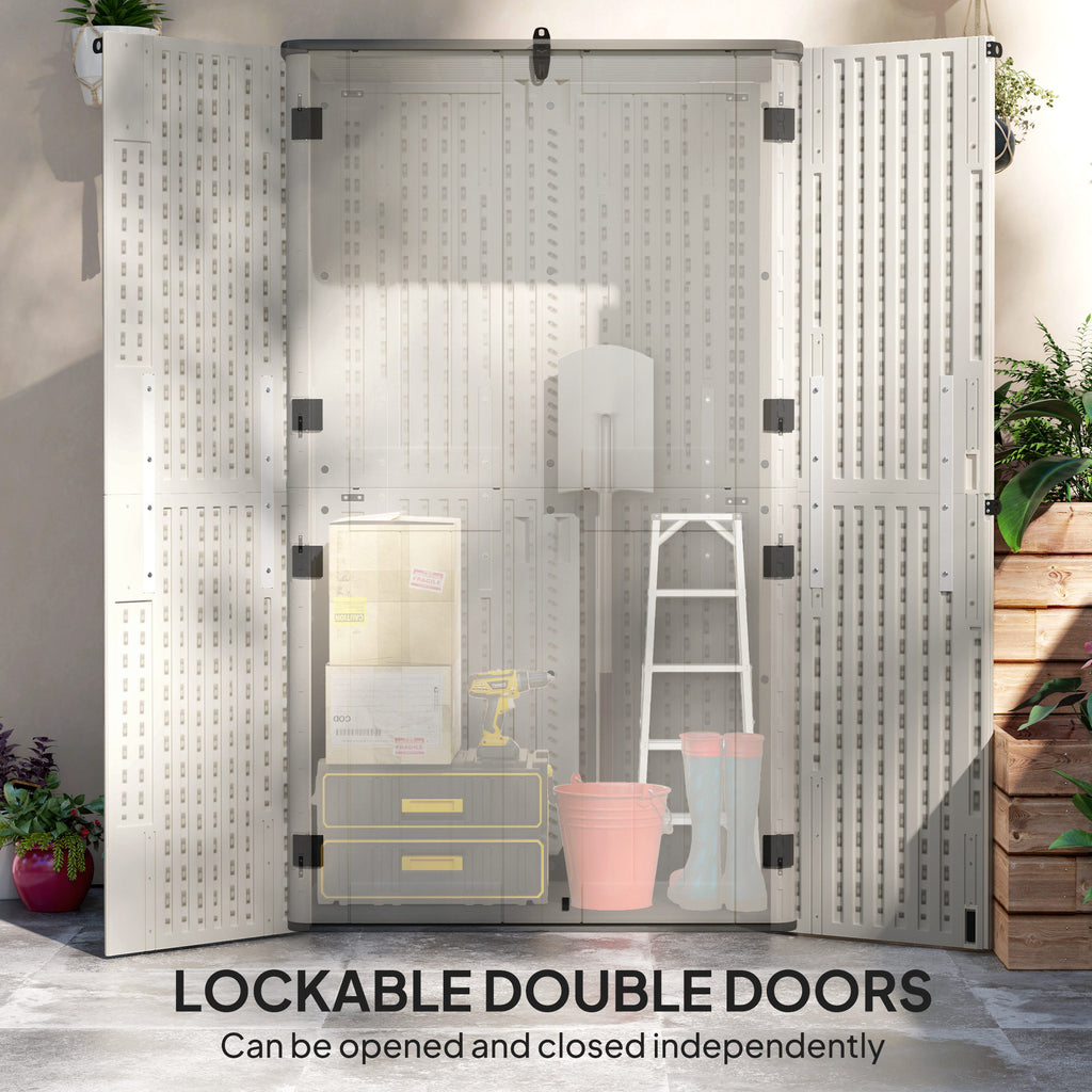 368 Gallon Outdoor Storage Cabinet with Openable Top and Lockable Doors for Lawnmower, Trash Can, Patio Accessories