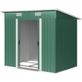 7'x 4' Metal Patio Storage Shed Garden Lockable Shed Tool Utility Storage Unit, Green