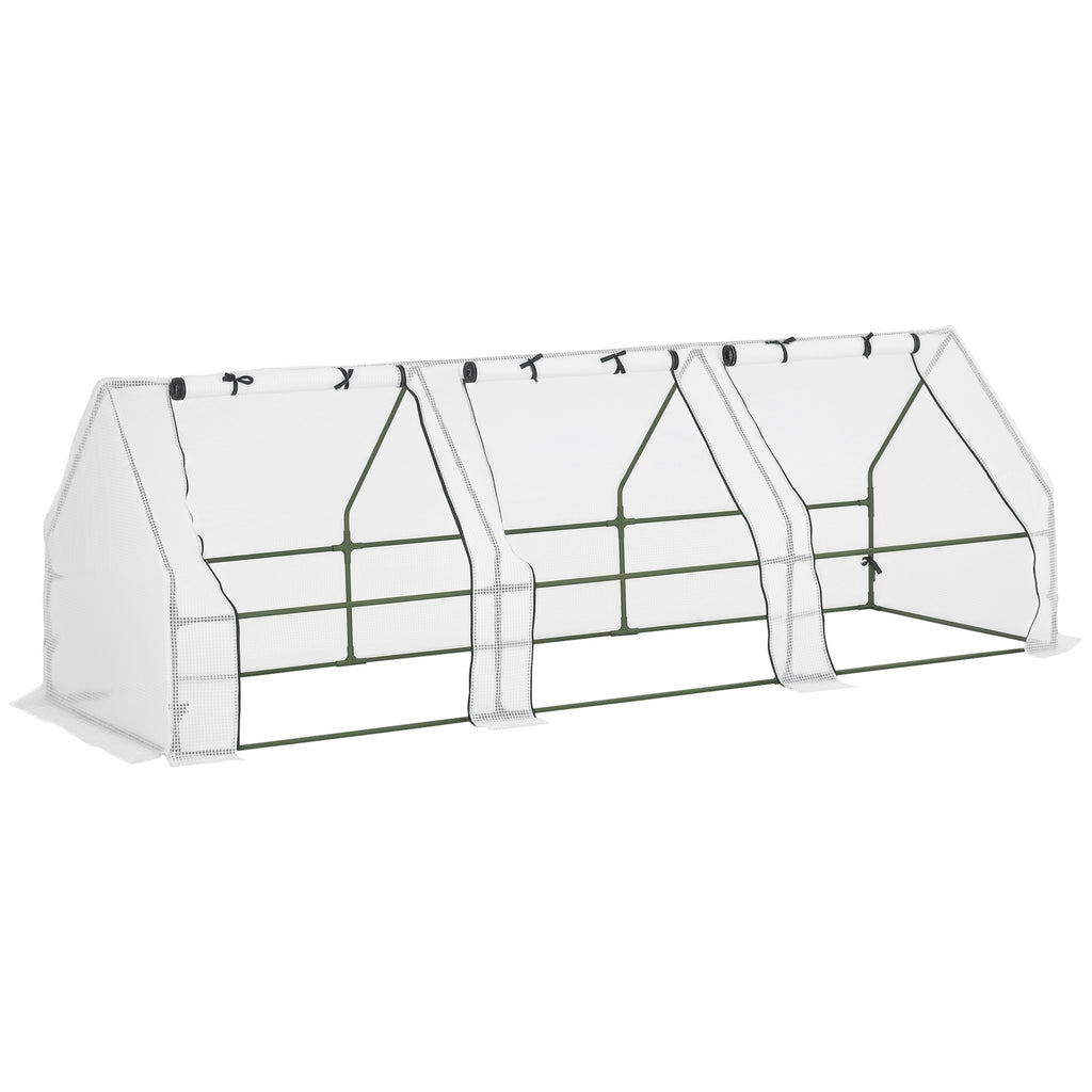 9' x 3' x 3' Outdoor Mini Greenhouse, Portable Tunnel Greenhouse with Large Zipper Doors and PE Cover for Garden, White