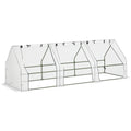 9' x 3' x 3' Outdoor Mini Greenhouse, Portable Tunnel Greenhouse with Large Zipper Doors and PE Cover for Garden, White