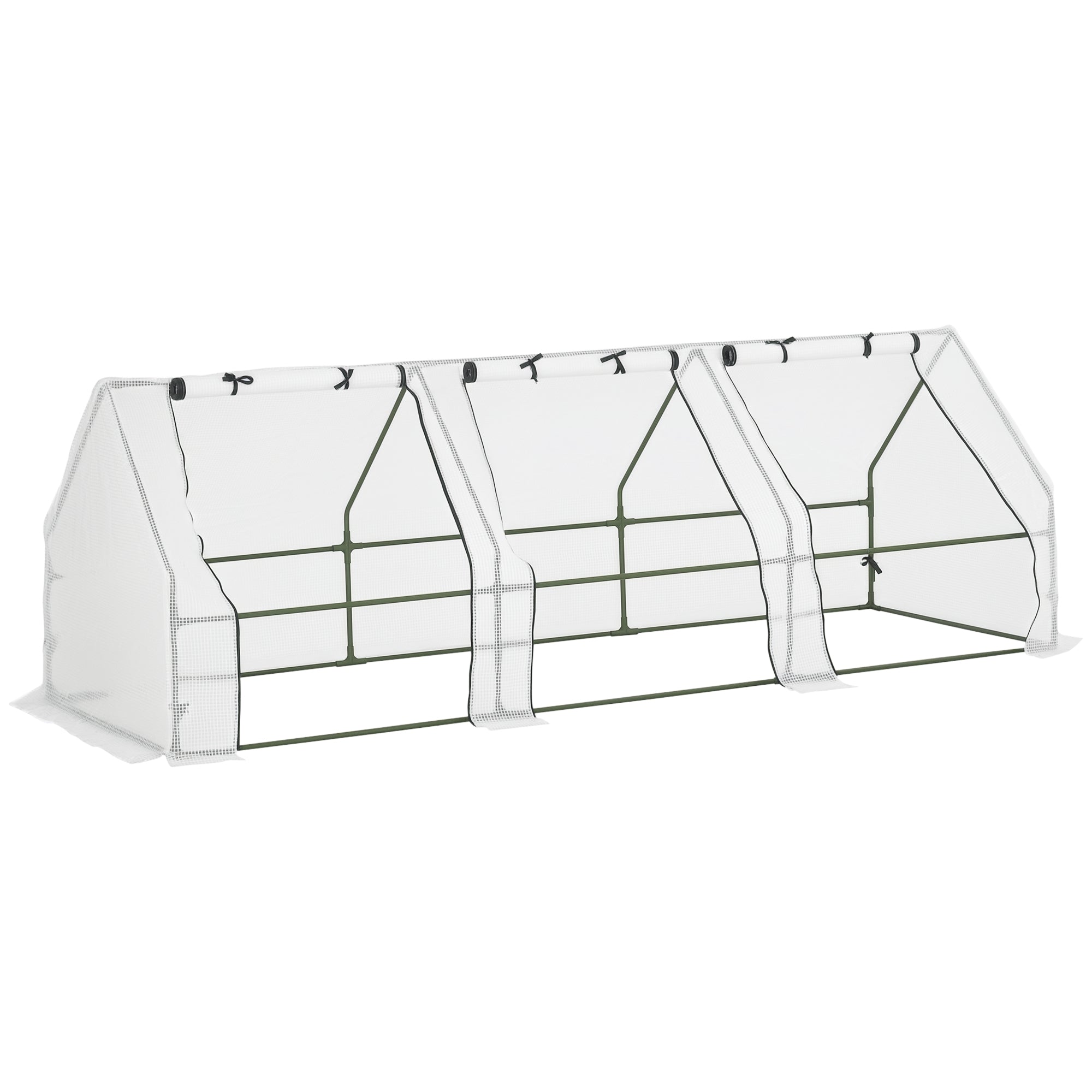 9' x 3' x 3' Outdoor Mini Greenhouse, Portable Tunnel Greenhouse with Large Zipper Doors and PE Cover for Garden, White