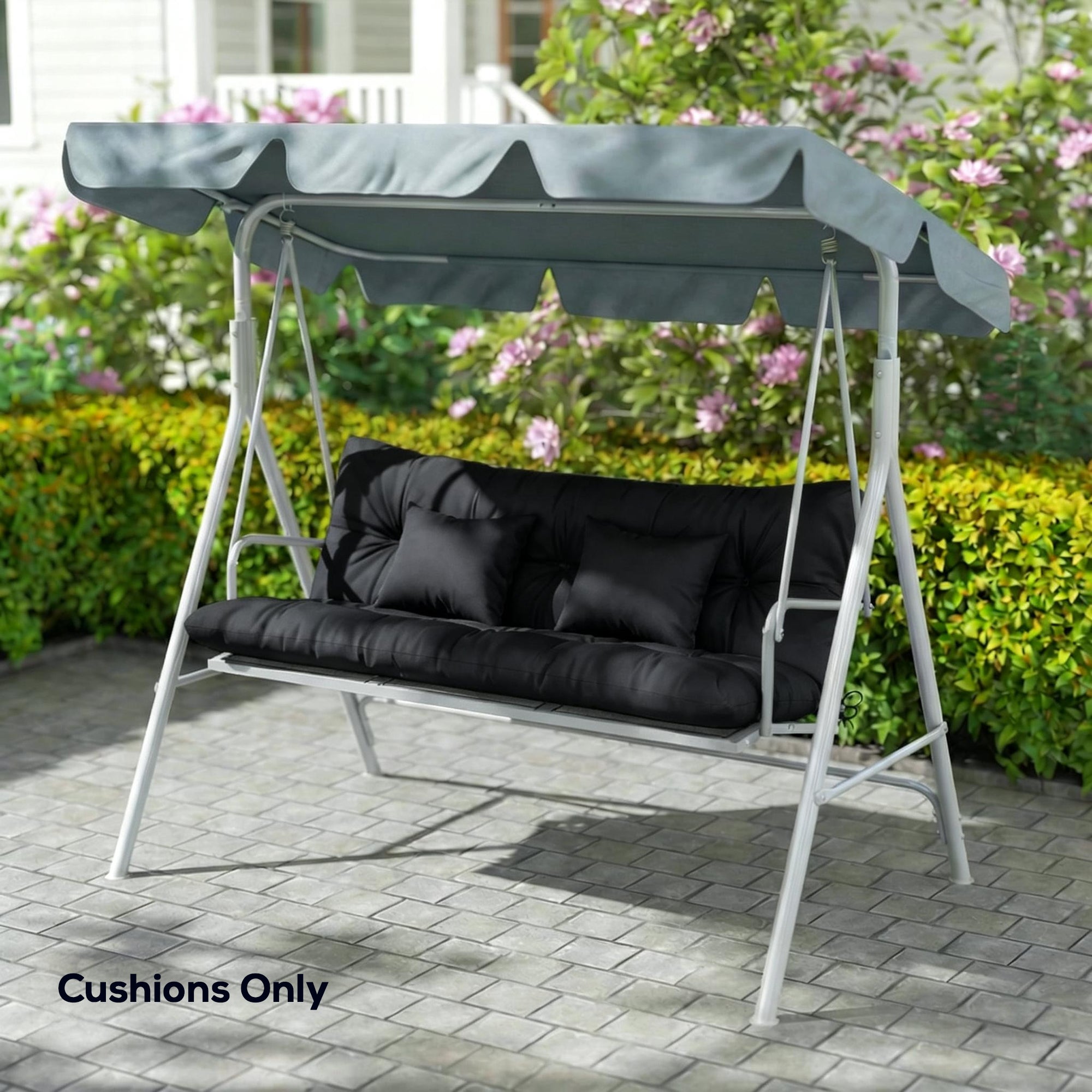 4-Piece Back and Seat Cushion Pillows Replacement and Pillows, Patio Chair Cushions Set with Ties, Black