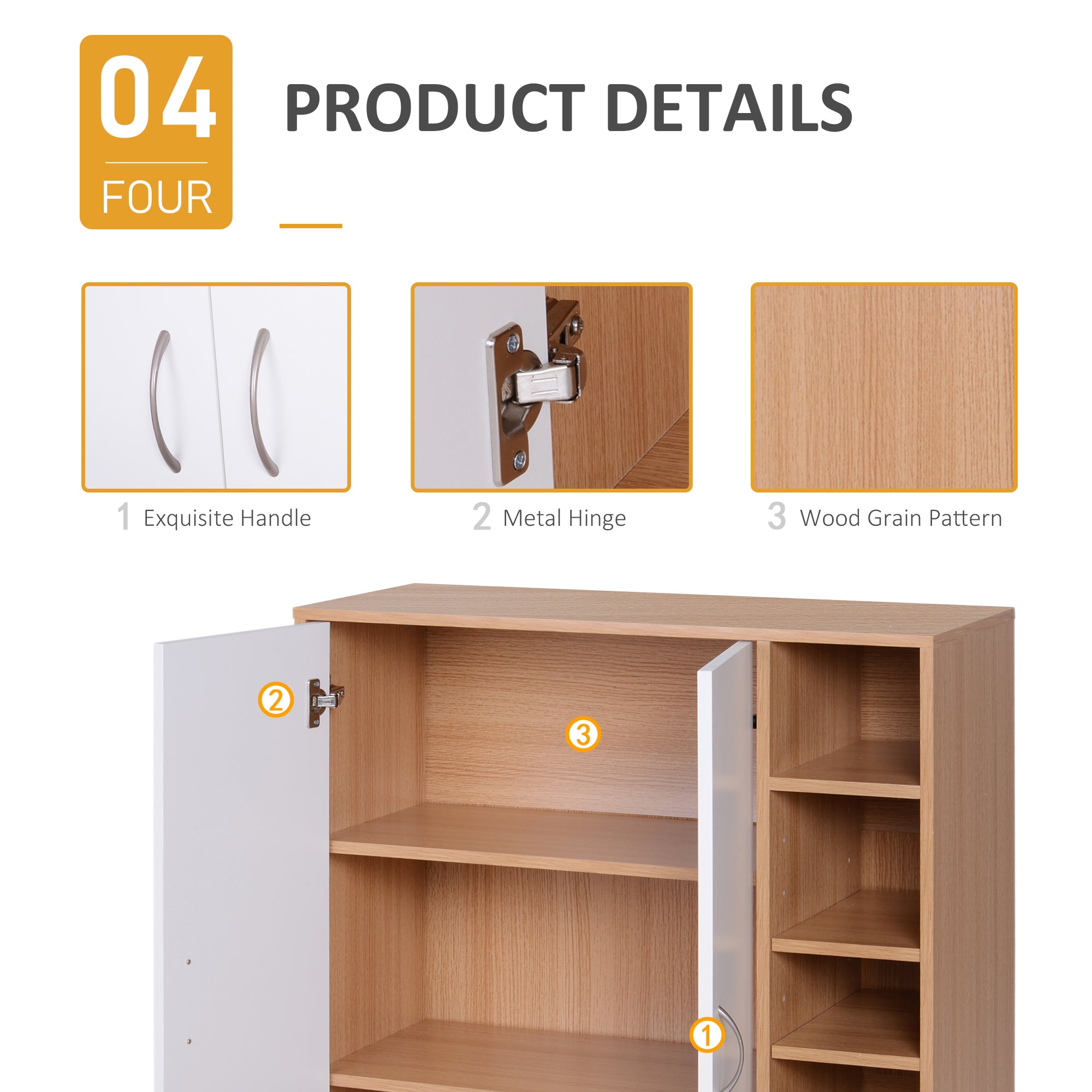 35.5" Shoe Cabinet, 3-Tier Free Standing Shoe Storage Cabinet with Adjustable Shelves and 5 Open Cubes for Entryway, Hallway, Living Room, Natural