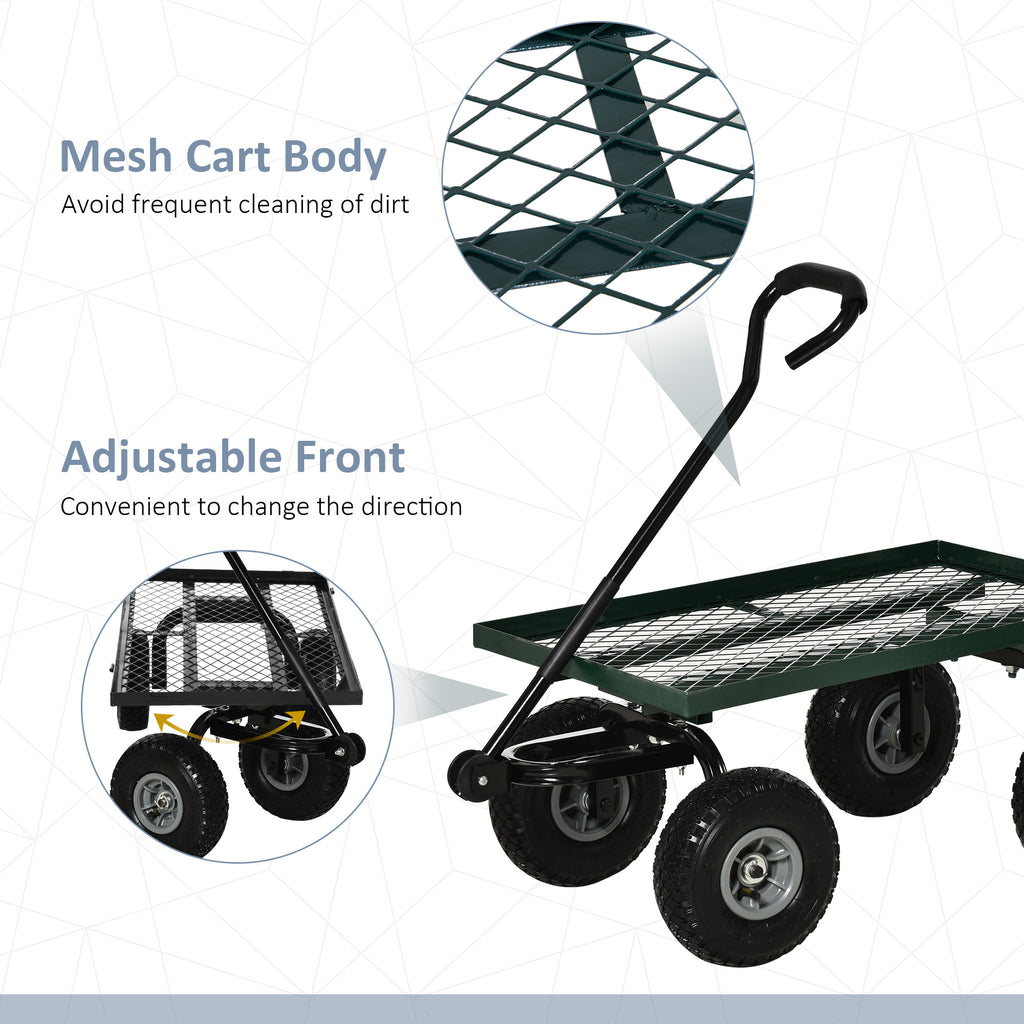 Heavy Duty Garden Wagon Cart with 10" Wheels, 330 lbs Capacity, for Garden, Beach, Lawn, Black