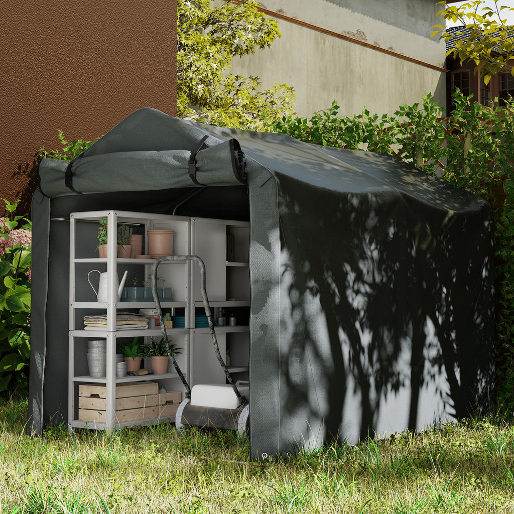 Outdoor Storage Shed, UV Resistant Bike Tent with Roll-up Zipper Door, Portable Shed for Bike, Motorcycle, Dark Grey