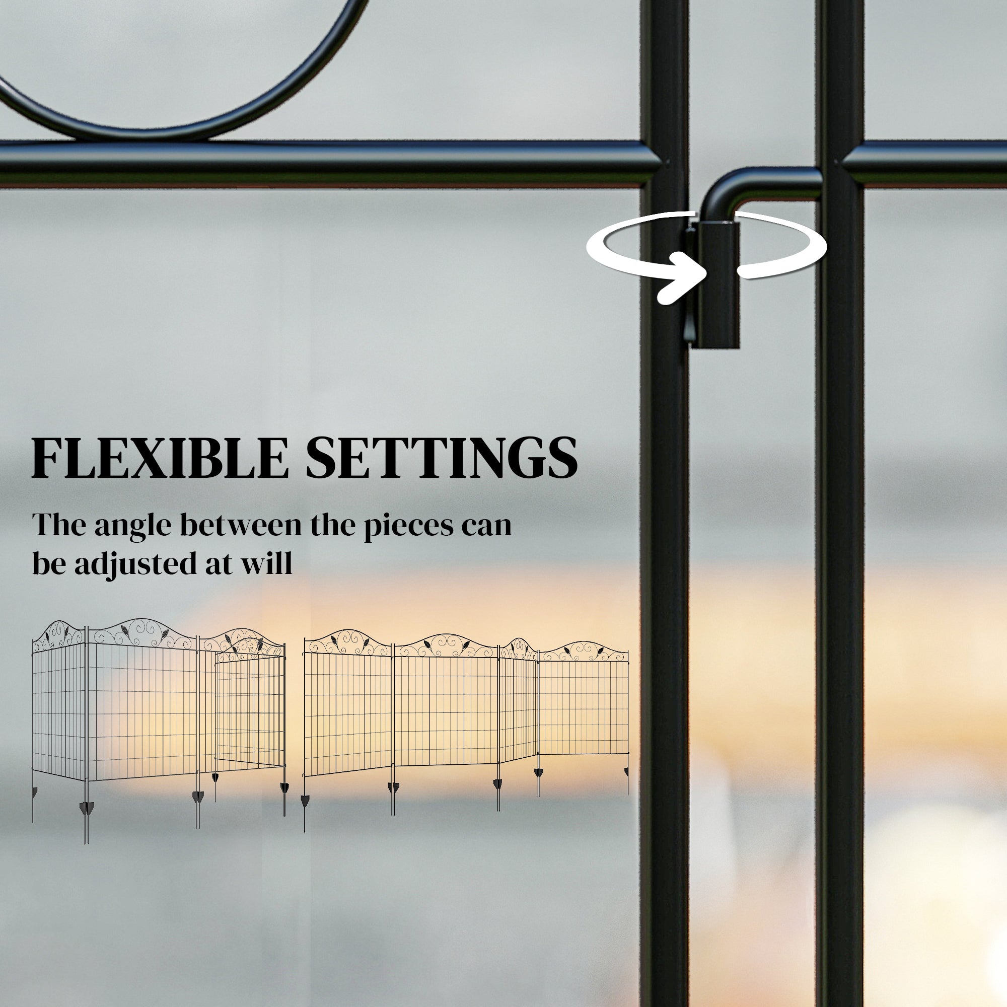 Garden Decorative Fence 4 Panels 44in x 12ft Steel Wire Border Edging for Landscaping