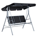 3-Seater Patio Swing, Outdoor Swing Chair, A Frame Porch Swing with Canopy Garden Hammock Glider Bed, Black