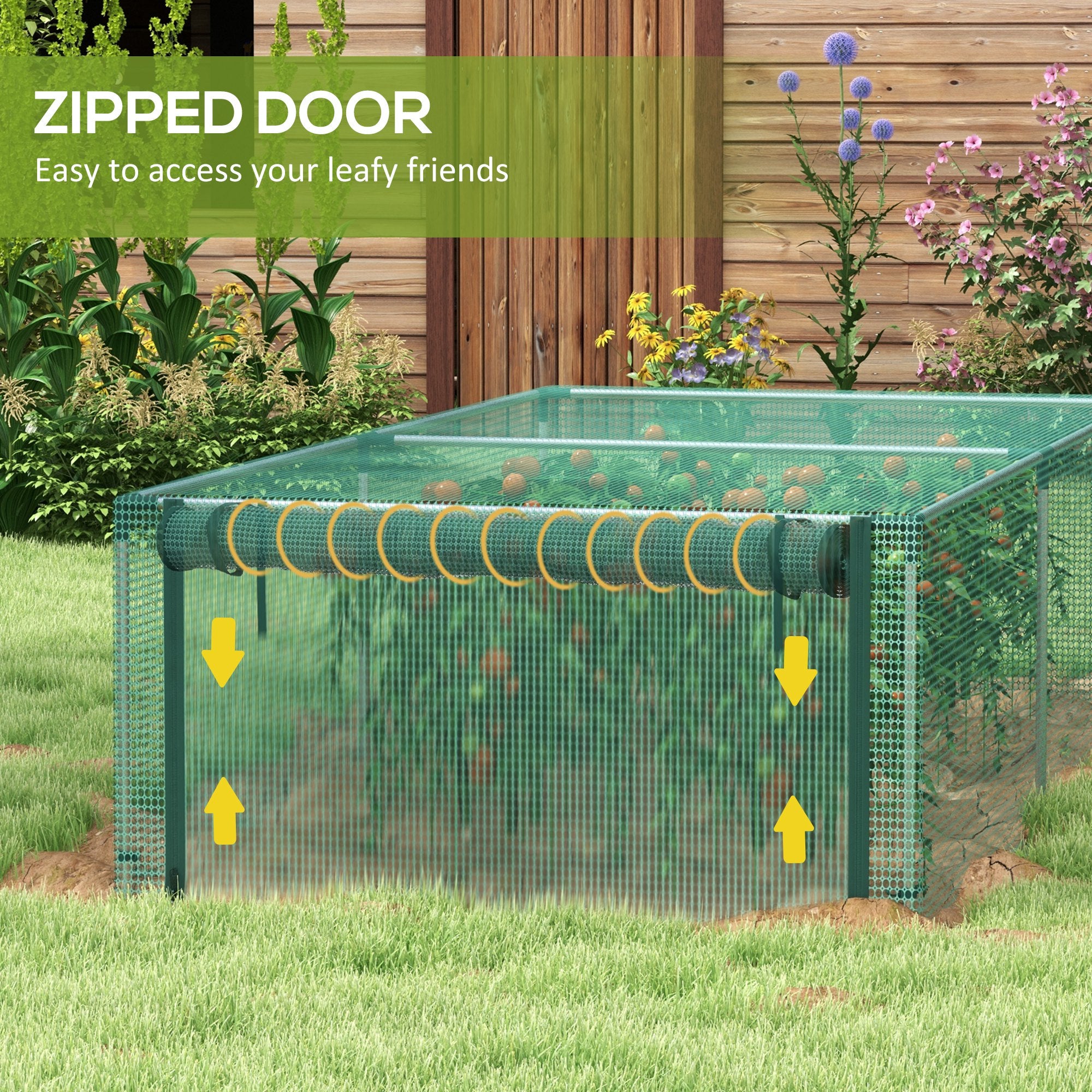 8' x 4' Plant Protection Cage with Zipper Roll-Up Door, Plant Protector from Animals with Galvanised Steel Frame