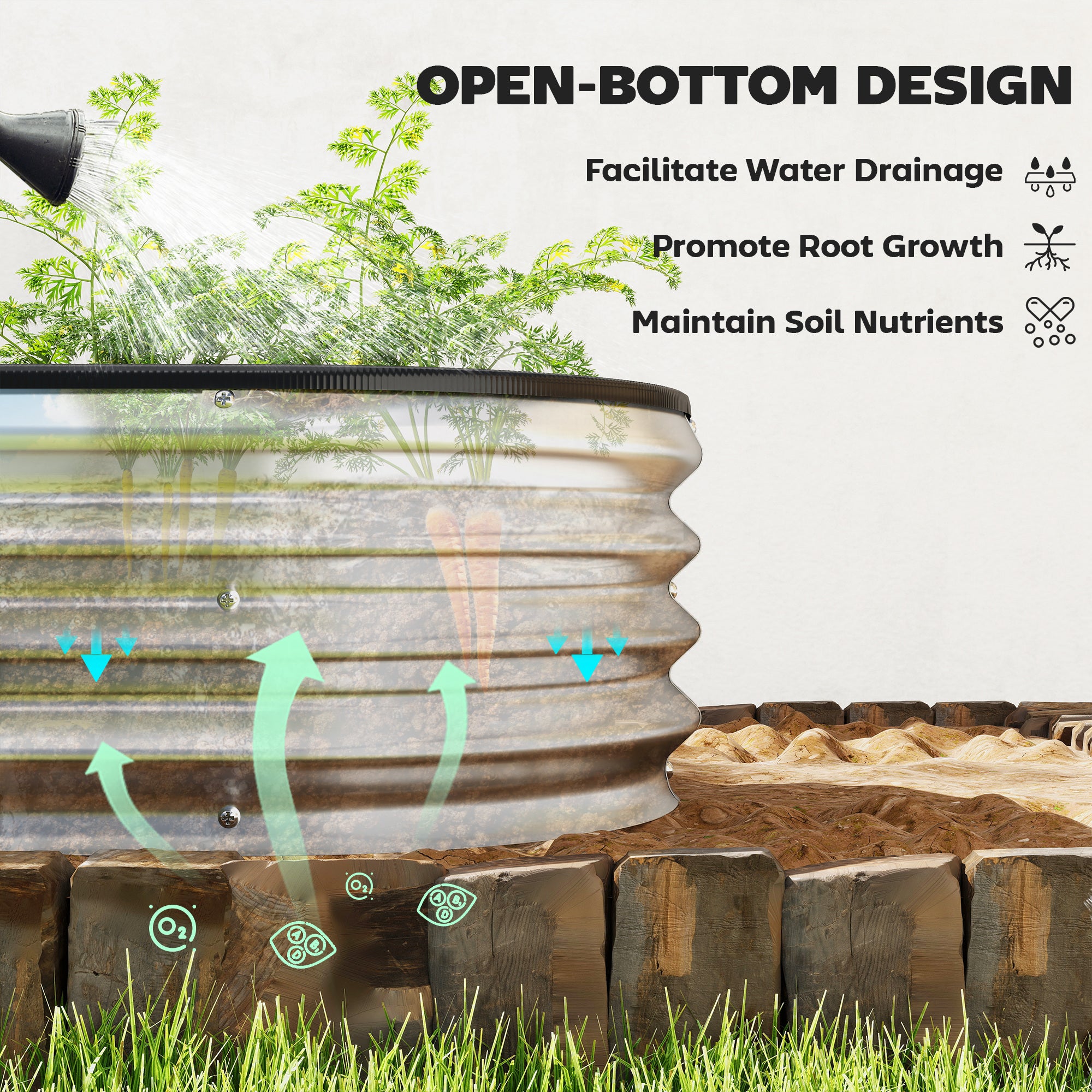 Galvanized Raised Garden Bed, 6 x 2 x 1 Modular Metal Garden Beds with Rubber Strip Edging, Heavy-Duty Outdoor Planter Box for Vegetables, Flowers and Herbs, Silver