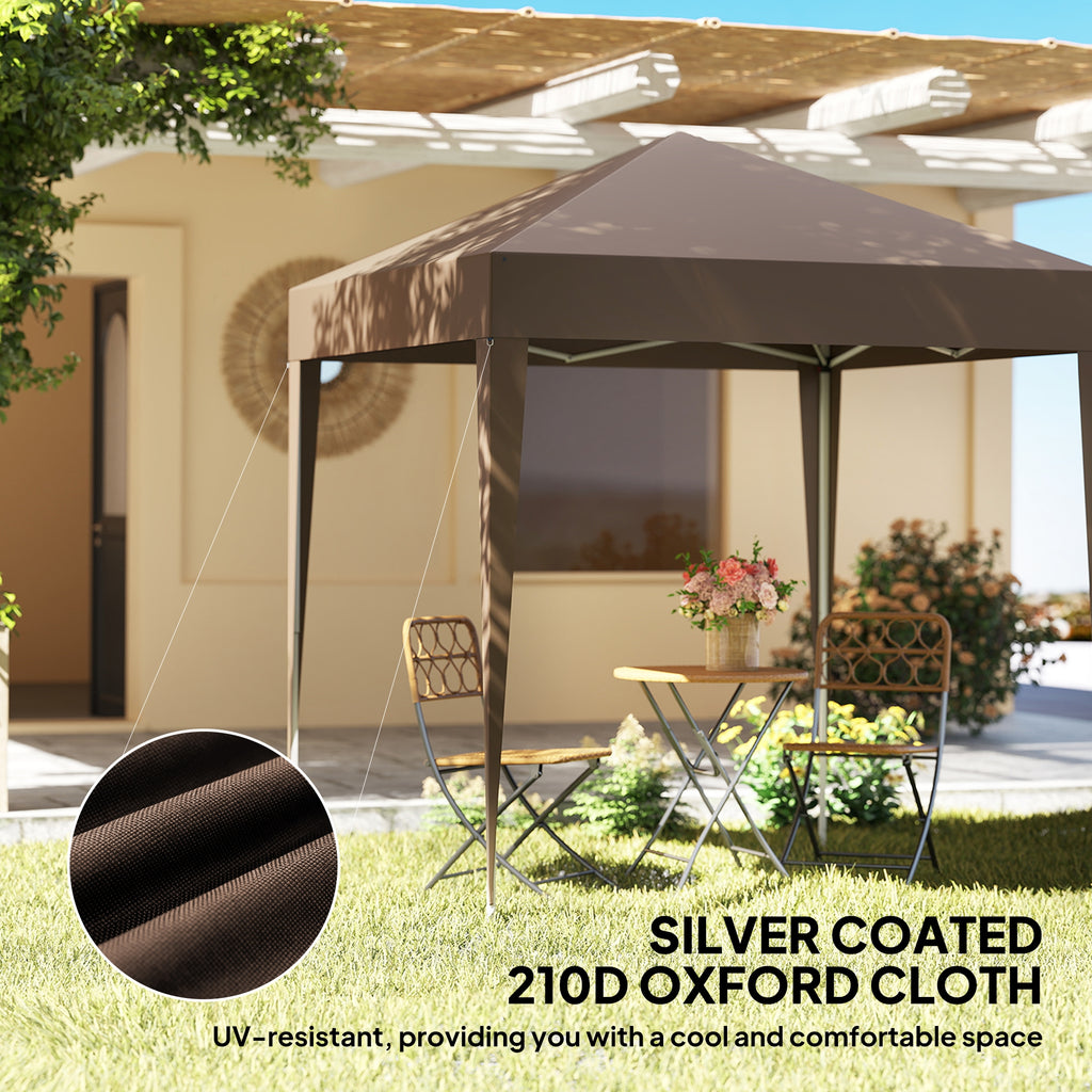 6.6'x6.6' Pop Up Canopy Tent with Sidewalls, Instant Sun Shelter Camping Gazebo with Carry Bag, Coffee