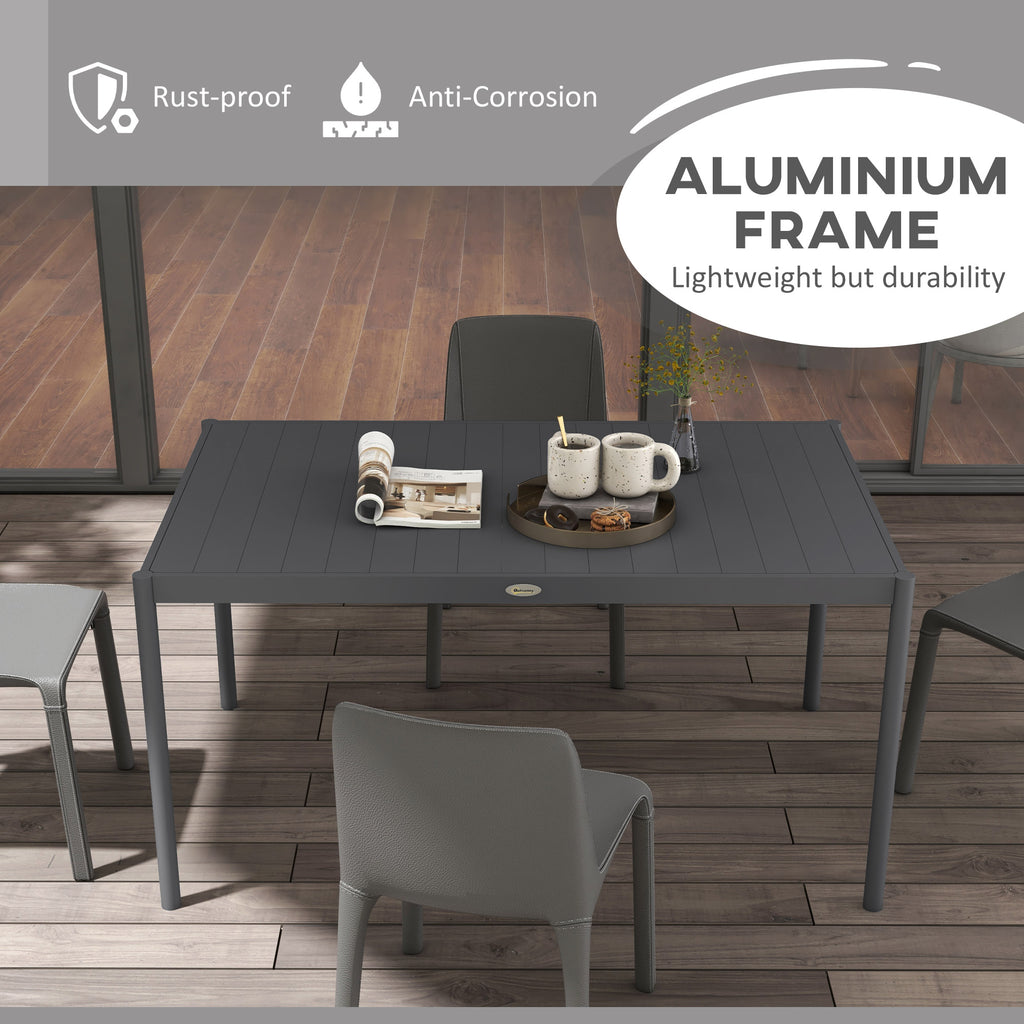 Outdoor Dining Table w/ Aluminium Frame, Garden Table, 57", Dark Grey