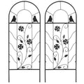 2 Pack Outdoor Metal Garden Trellis, Birds and Leaves Grid Panels for Roses, Vine Flower, Cucumber, Clematis, 39" Tall