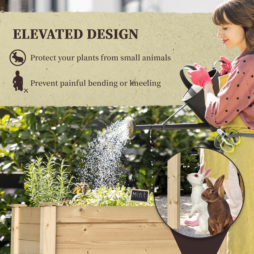 34"x18"x30" Wooden Raised Garden Bed, Elevated Planter Box with Legs, Drainage Holes, Inner Bag for Garden, Natural
