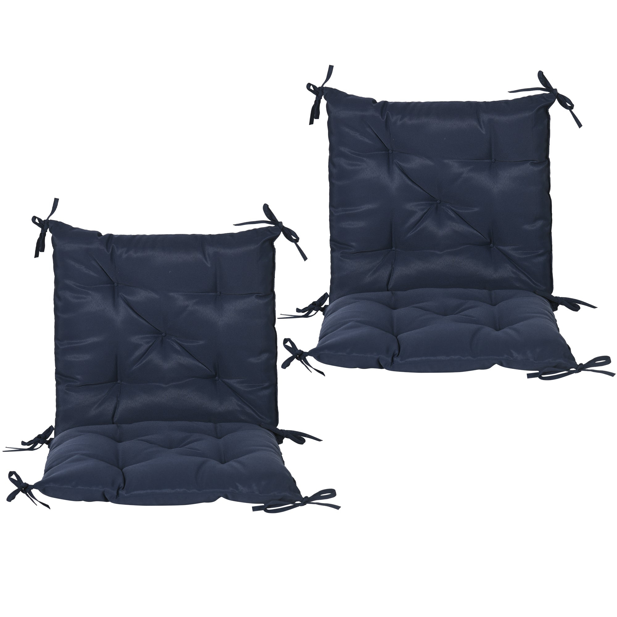 Patio Chair Cushions Set of 2, 39" x 20" x 3" Outdoor Tufted Cushion Set with Ties for Indoor Outdoor Garden Furniture, Dark Blue